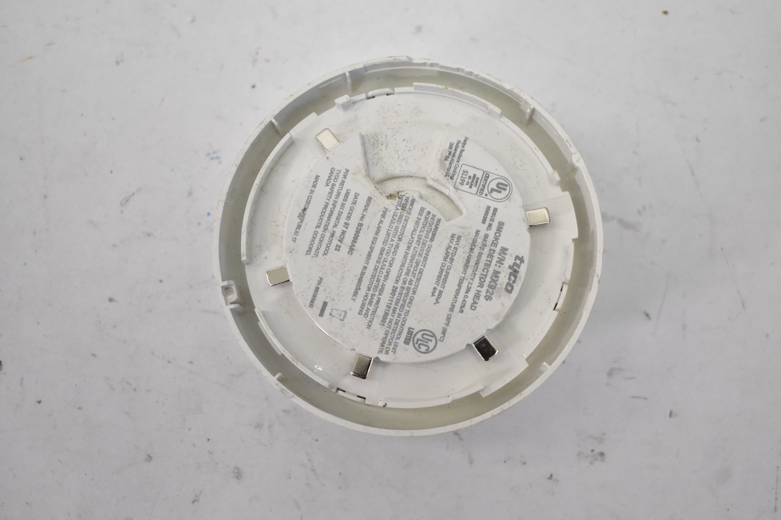 Tyco MX926 Smoke Detector Head Replacement Addressable Loop w Hardwire White