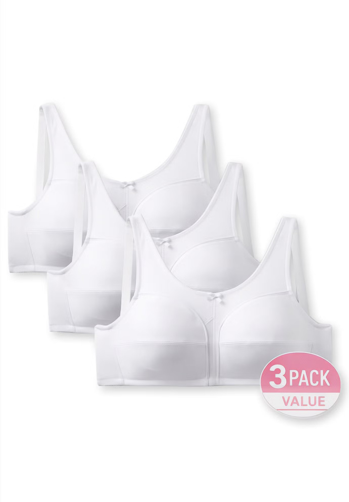 Comfort Choice Women's Plus Size 3-Pack Cotton Wireless Bra