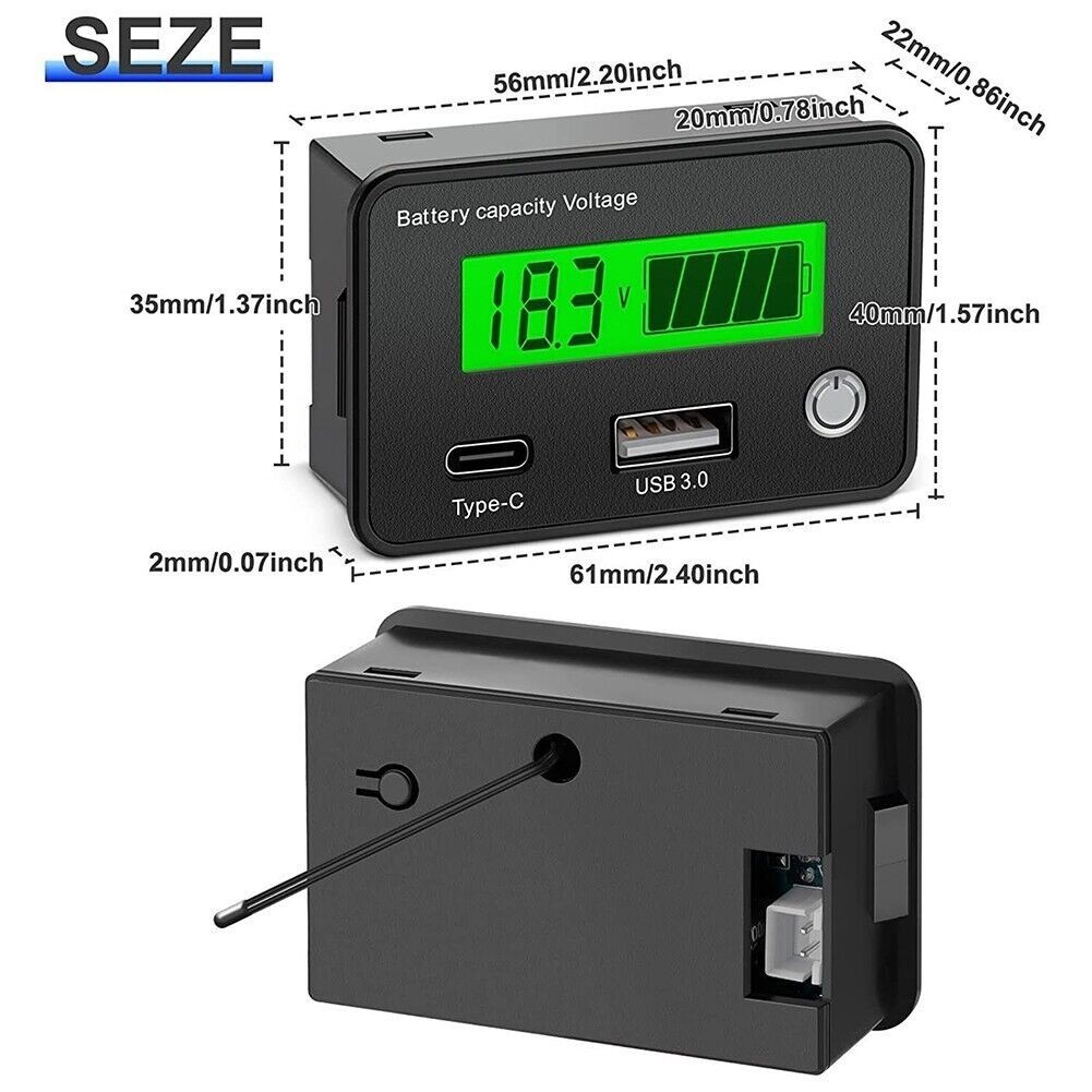 Battery Capacity Indicator Voltage DC8 30V for Car Motorcycle Applications