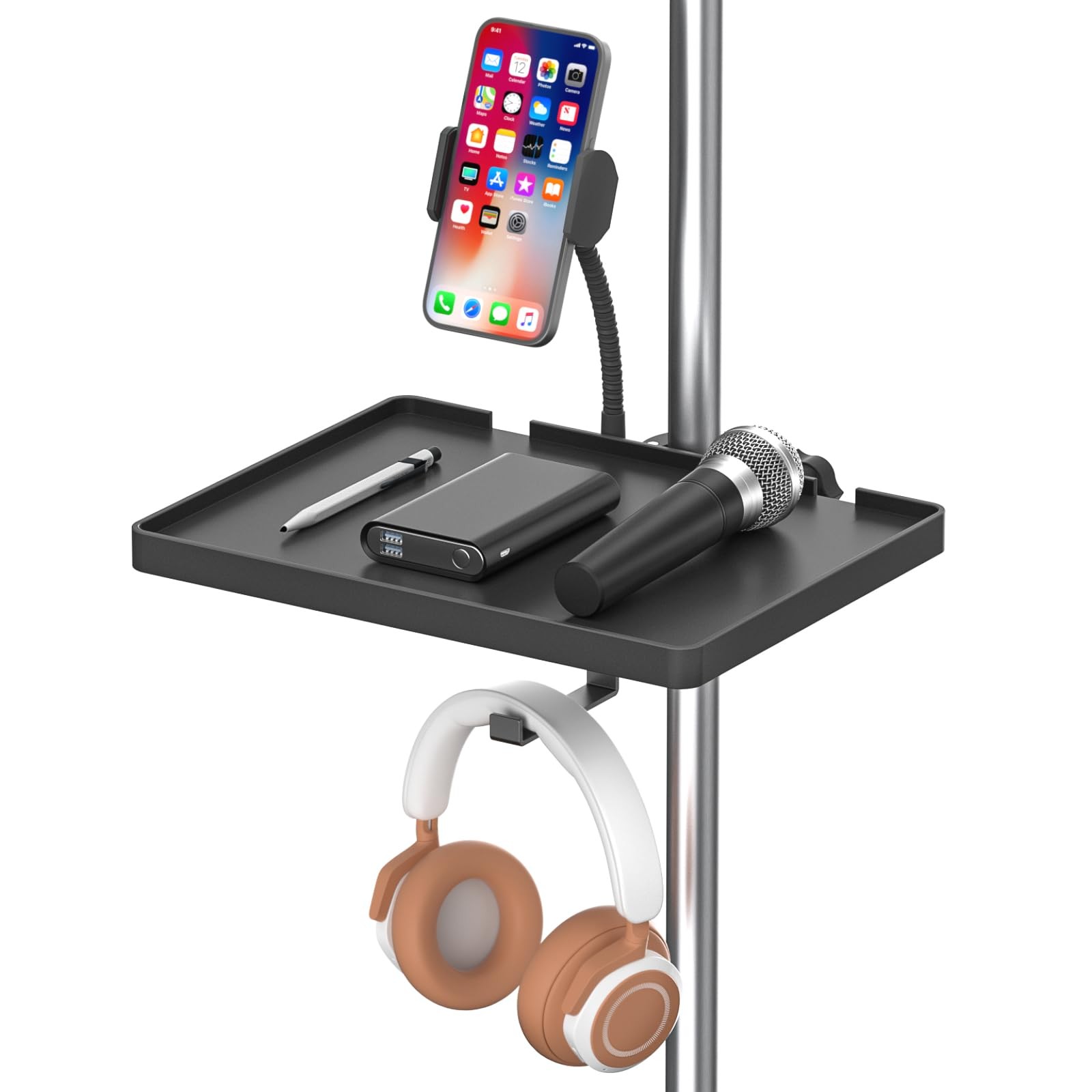 Chunxiao Functional Microphone Stand Tray with Adjustable Mic Stand Phone Hol...