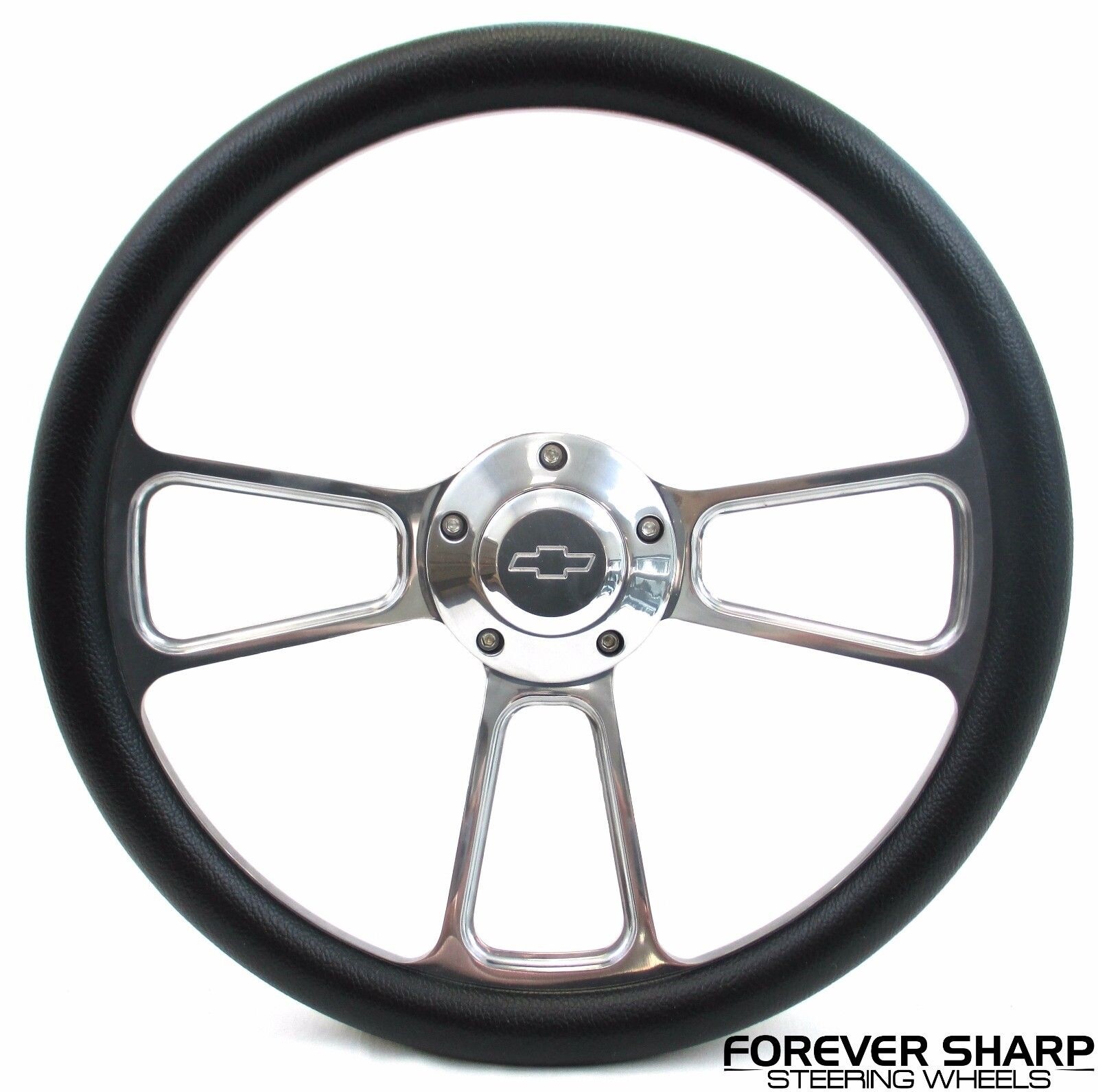14" Billet Aluminum Black Steering Wheel Set Chevy 1948-59 Truck Pickup Models