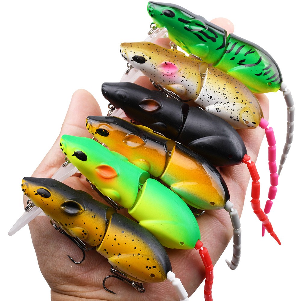 Multi Jointed Topwater Rat Mouse Fishing Lure Bass Lunker Lure Pike Wake Bait