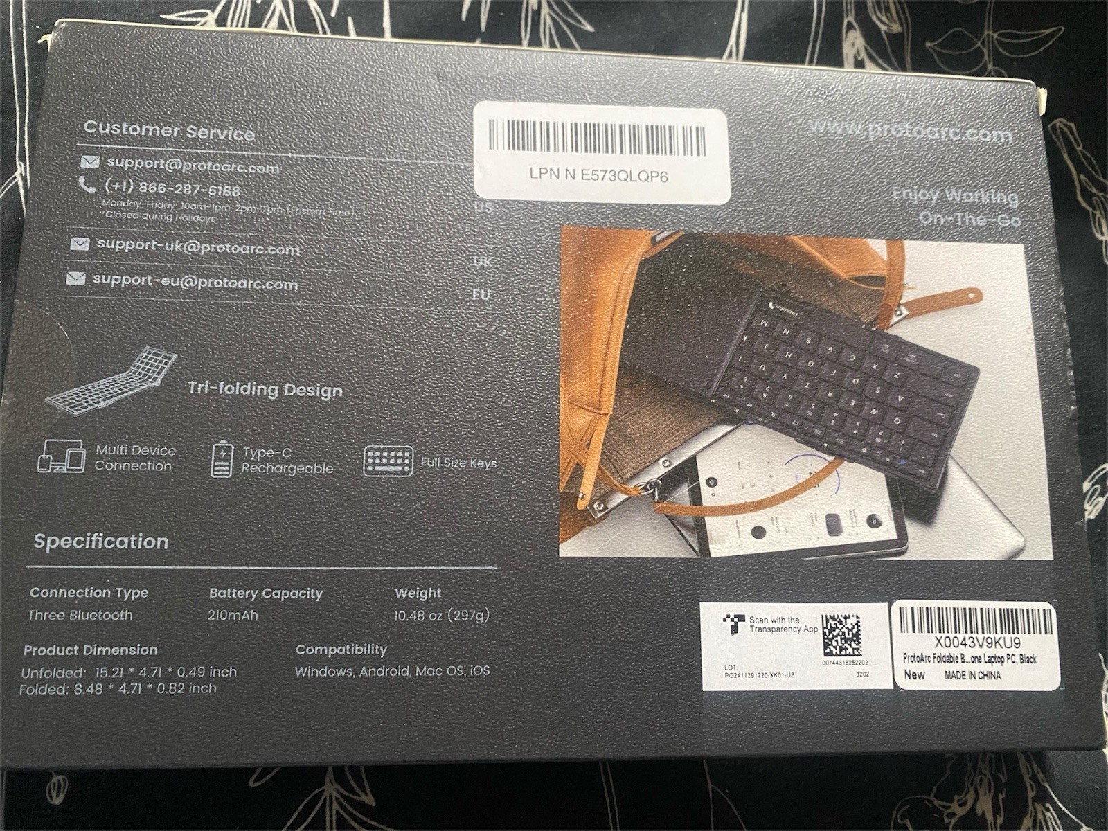 XK01 Foldable Full Size Wireless Keyboard