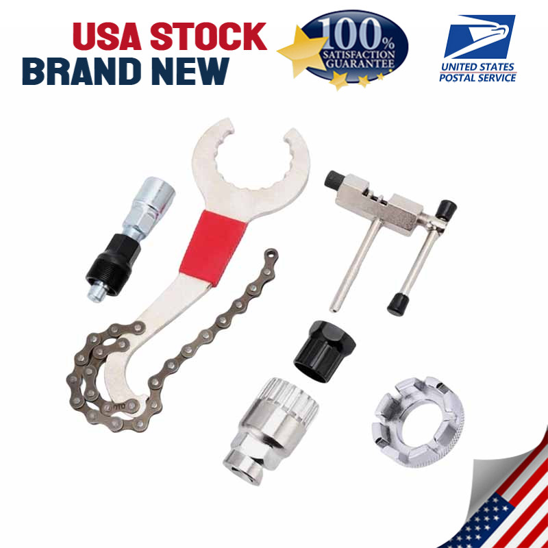 6 Pcs Bike Repair Tool Kit Crank Chain Cutter Extractor Bracket Freewheel Puller