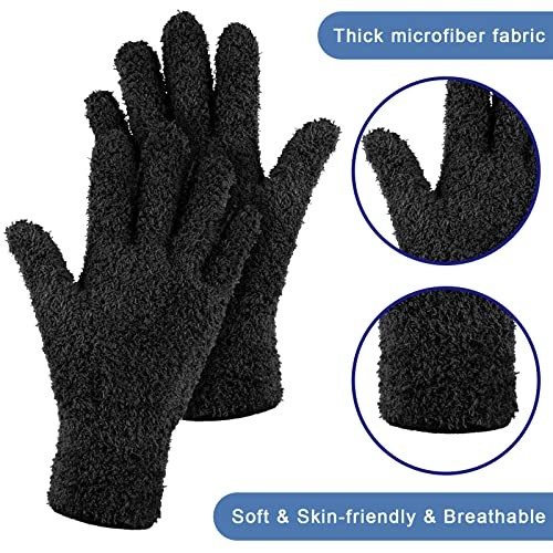 6 Pairs Microfiber Dusting Gloves, Dusting Cleaning Gloves Medium Bright Color