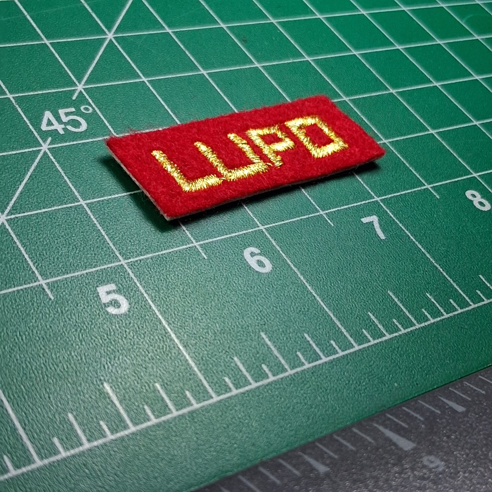 Red & Gold Embroidered Lupo Rectangle Patch