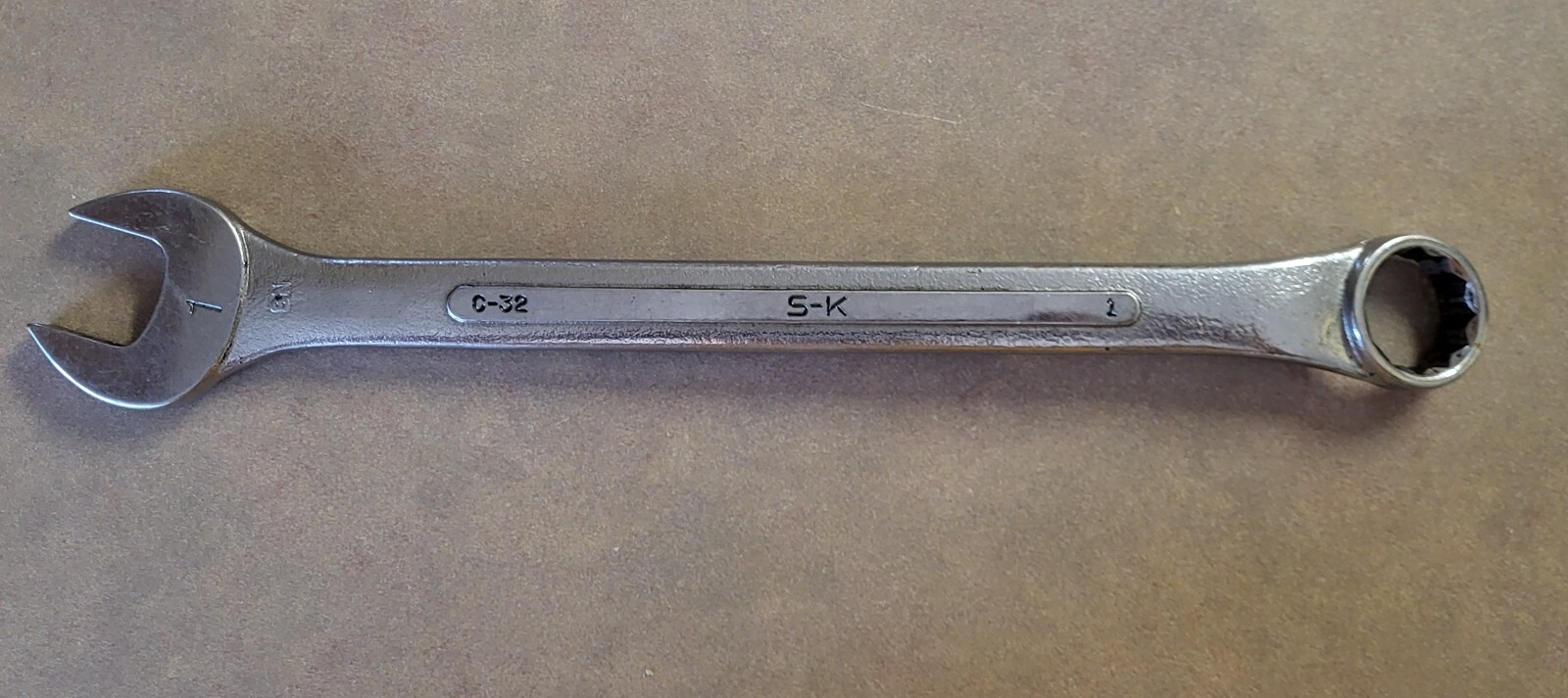 S-K  TOOLS C-32 SAE Combination Wrench 1" 12 Point - Polished Chrome - USA