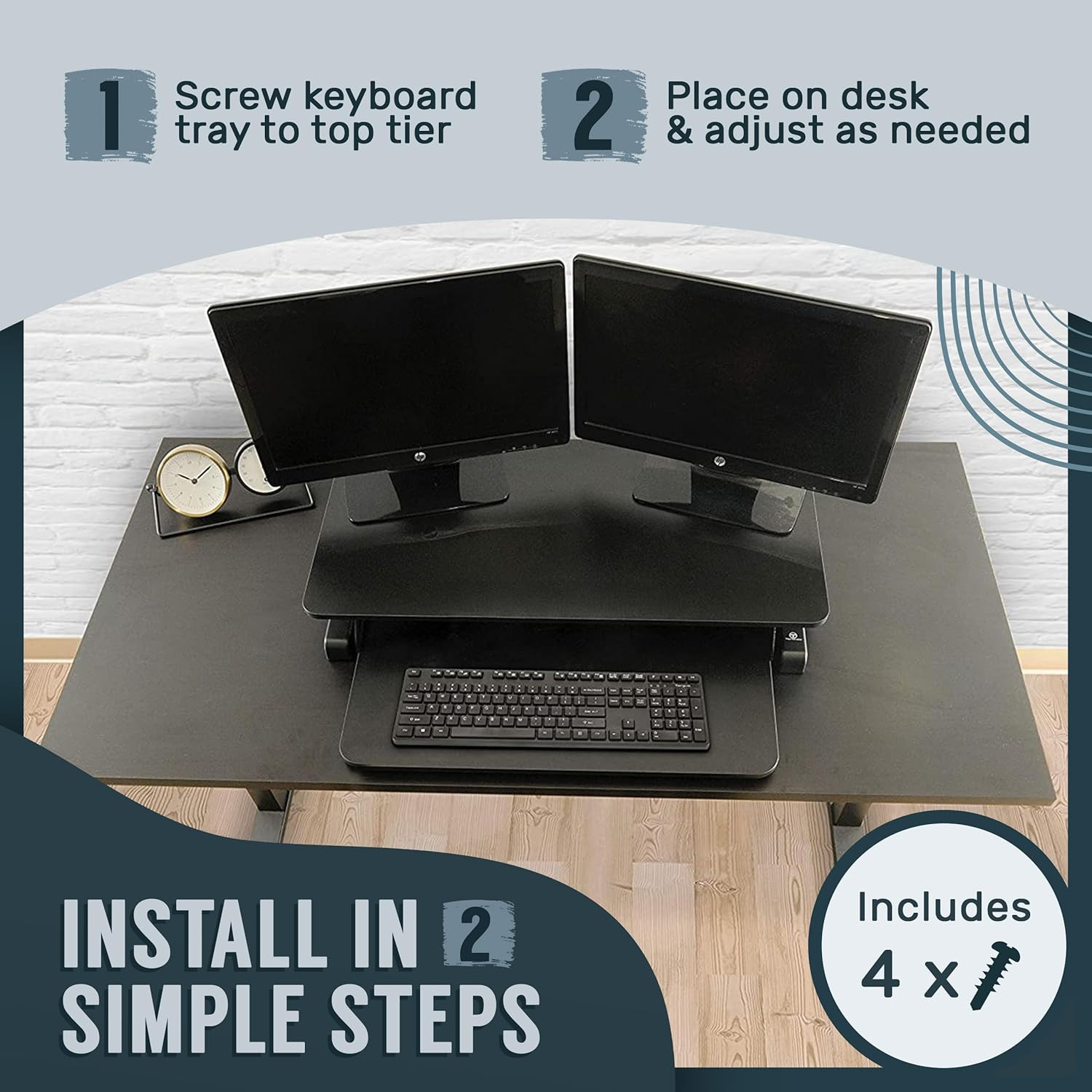 Techorbits Standing Desk Converter - 32 Inch Adjustable Sit to Stand up Workstat