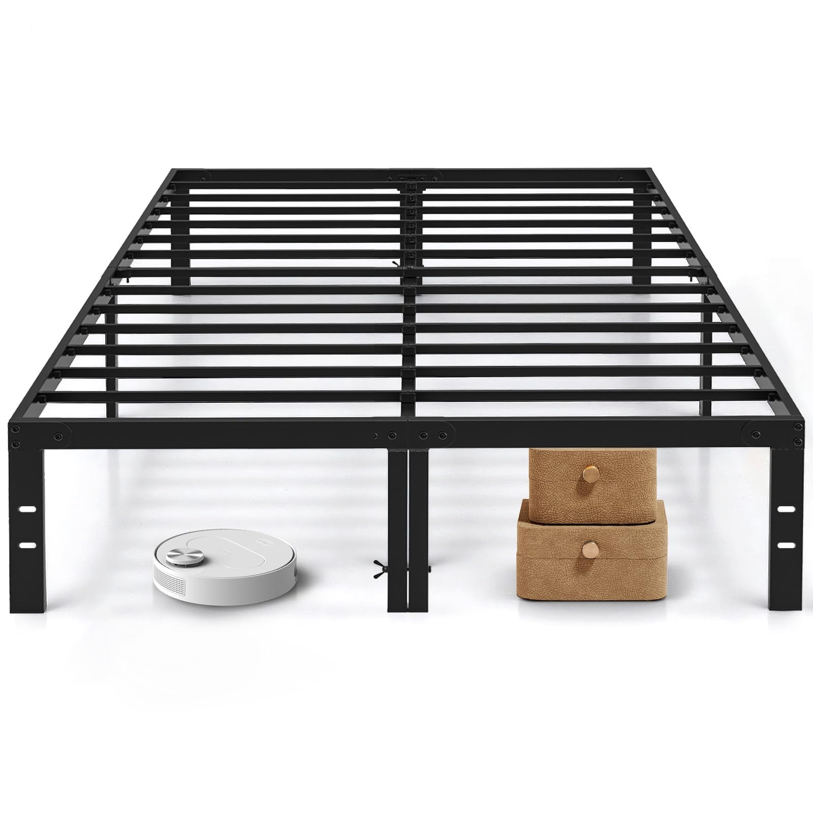 Full Size 14 Inch Metal Bed Frame with Steel Slats, No Box Spring Needed