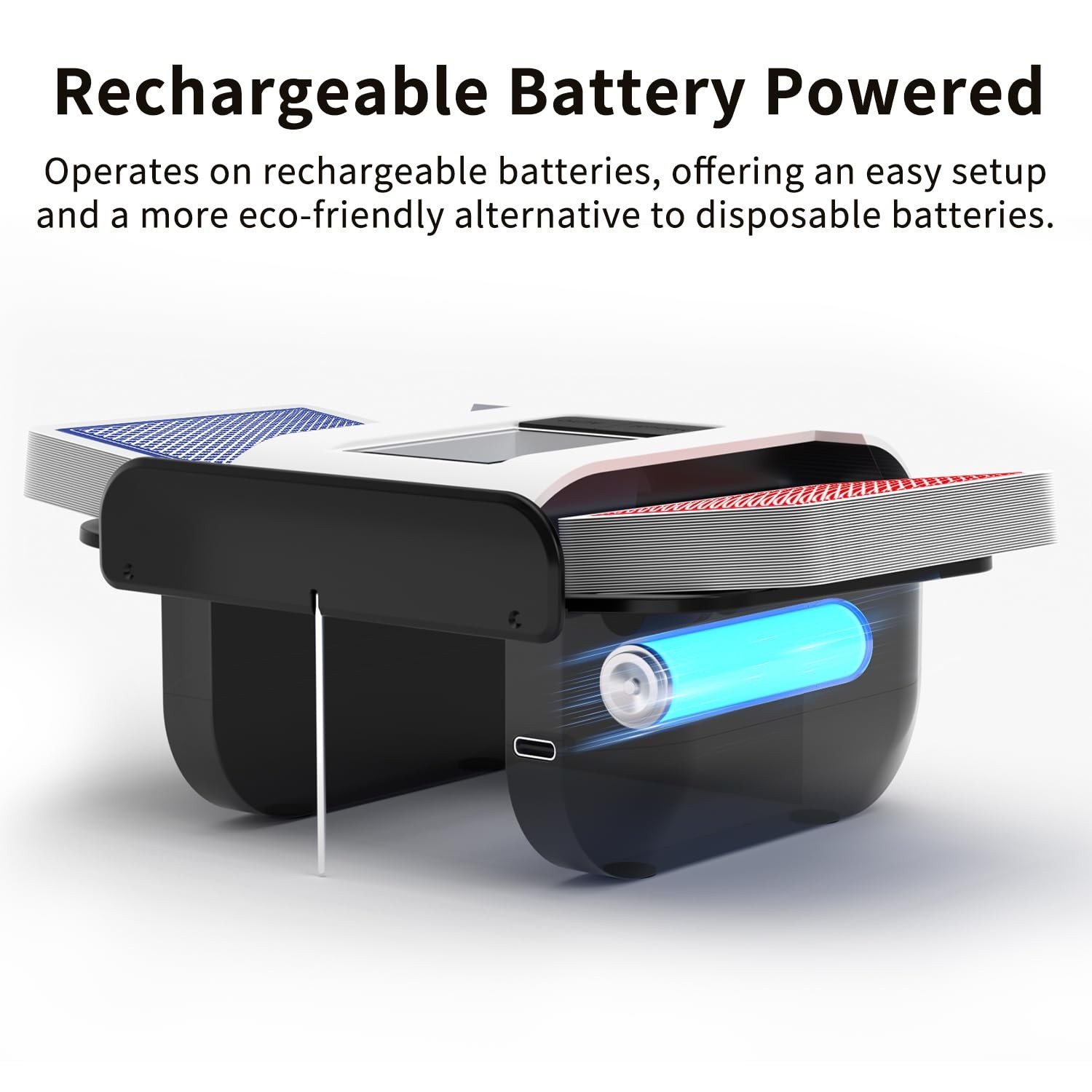Automatic Card Shuffler with Dual Modes, Rechargeable 1-2 Deck Card Shuffle M...