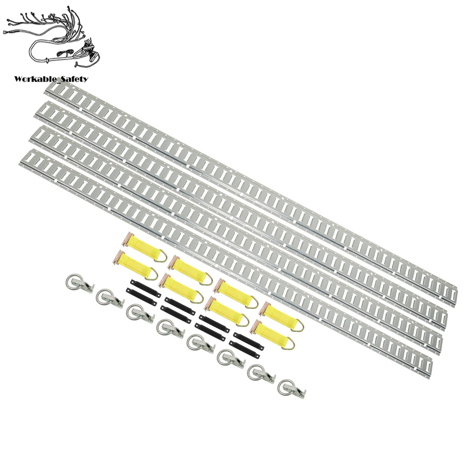 Silver 28 Pack 8 Foot E Track Rails Zinc Plated Steel For Cargo Trailer Tie Down