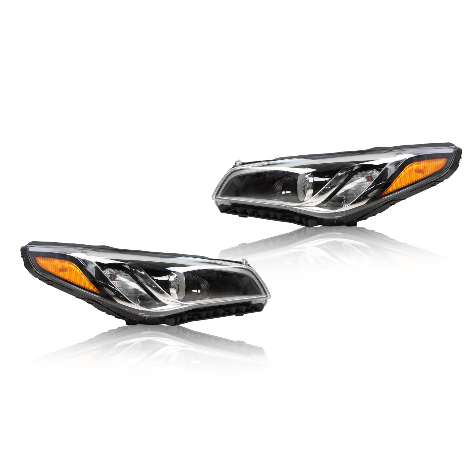 Fit For 2015 2016 2017 Hyundai Sonata Chrome Halogen Headlight Headlamp Pair