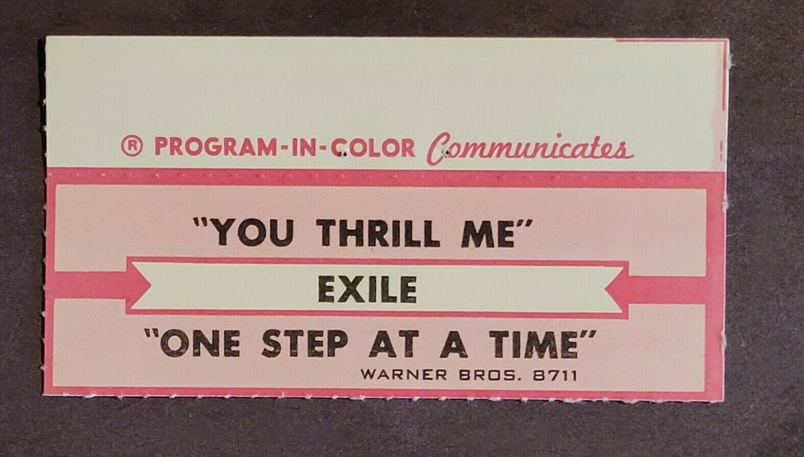 Jukebox Title Strips - EXILE "You Thrill Me/One Step At A Time" Warner Bros 8711