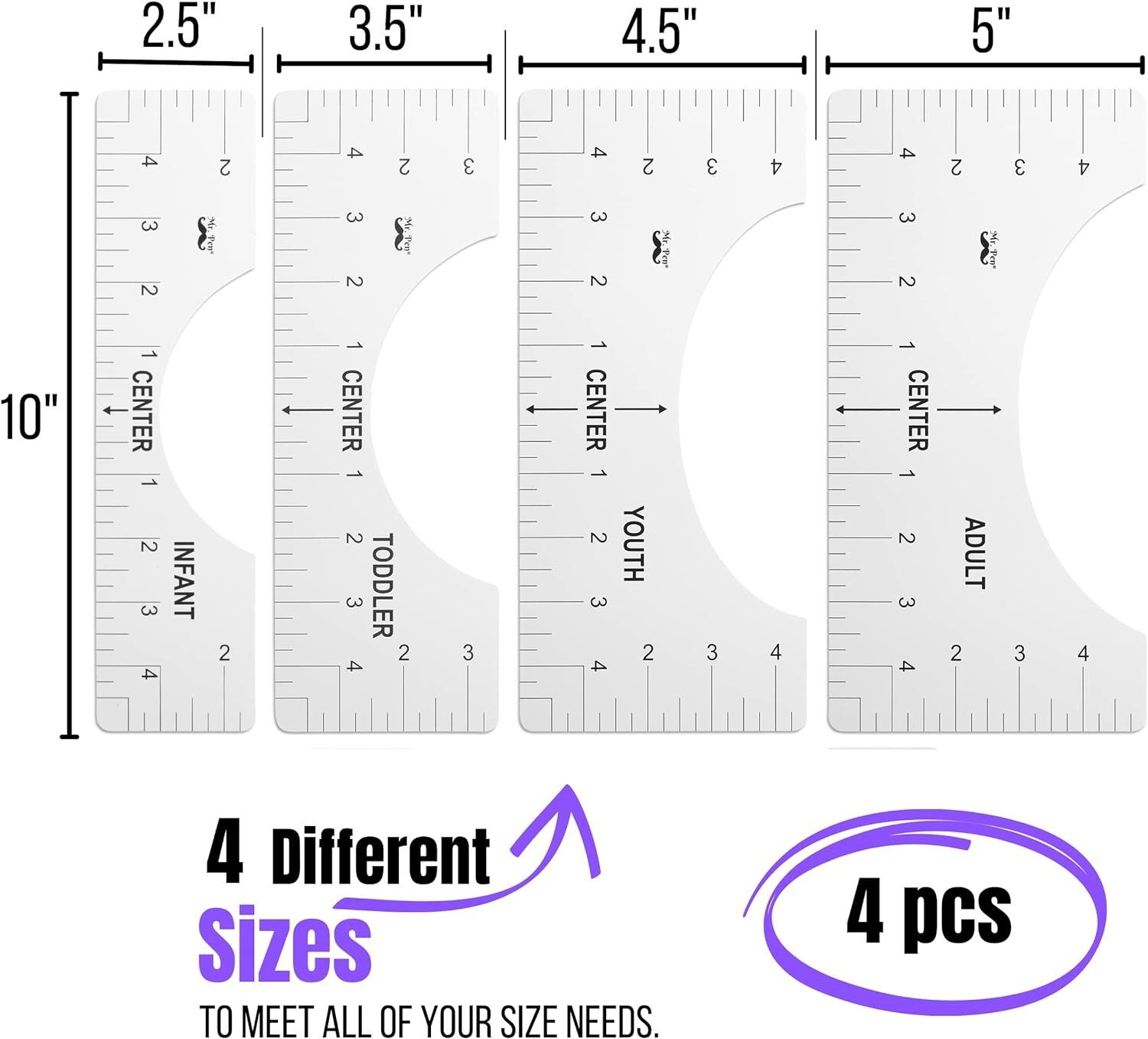 8 PCs (2x 4 Pcs) T-Shirt Alignment Tool Ruler Guide Clothing Centering Design