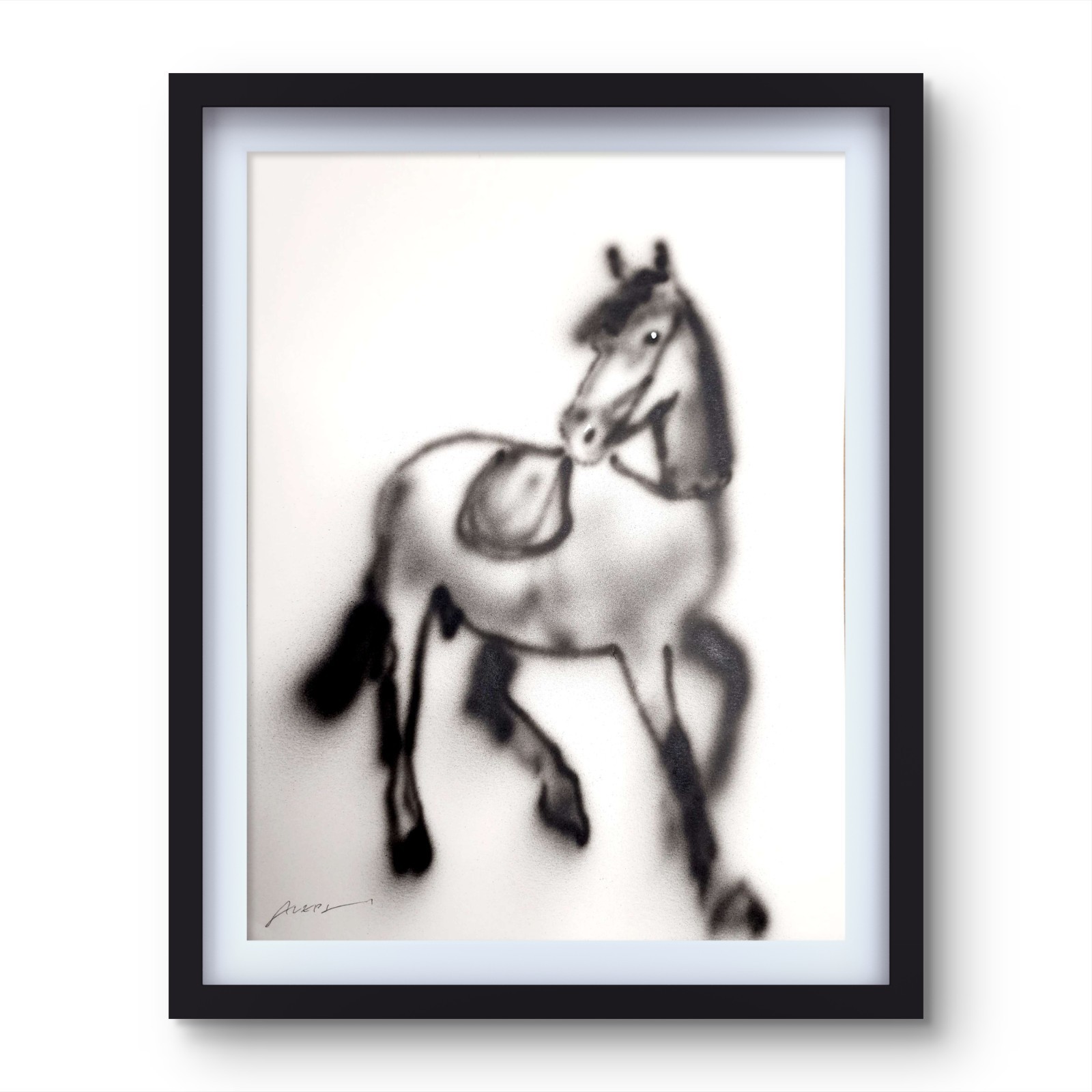 Aleph Original Art 14x11 Abstract Expressionist Airbrush Painting Gallery Paper