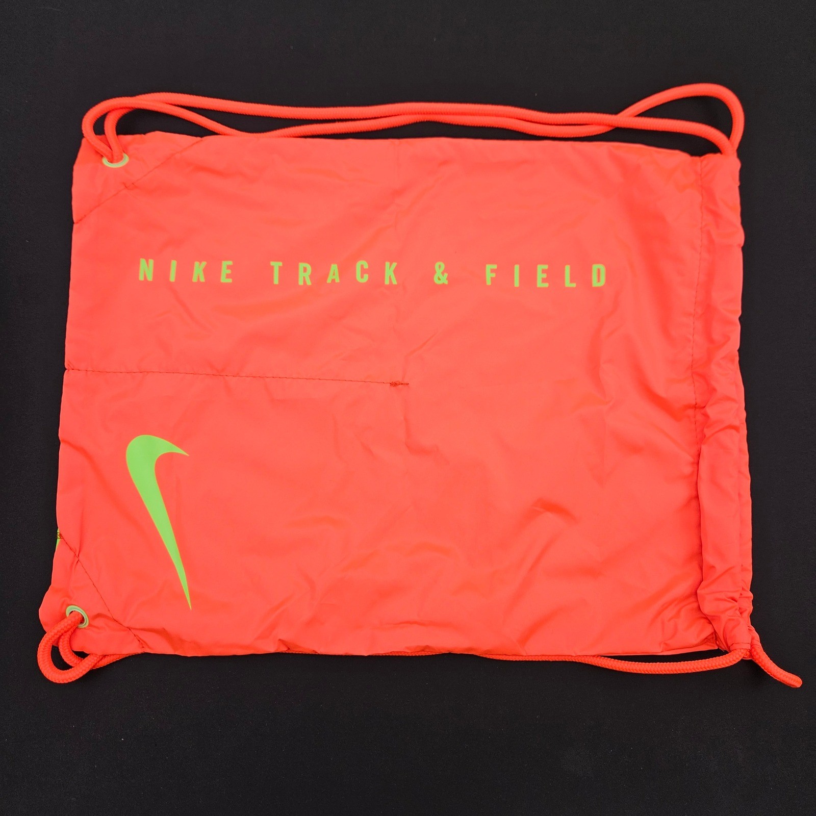 Nike Track & Field Drawstring Cinch Bag Neon Orange Lime Green Swoosh Slingpack