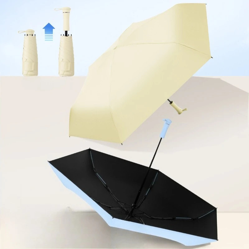 Travel Mini Umbrella  with Handheld Umbrella Case 5-Fold Portable Sun and Rain P