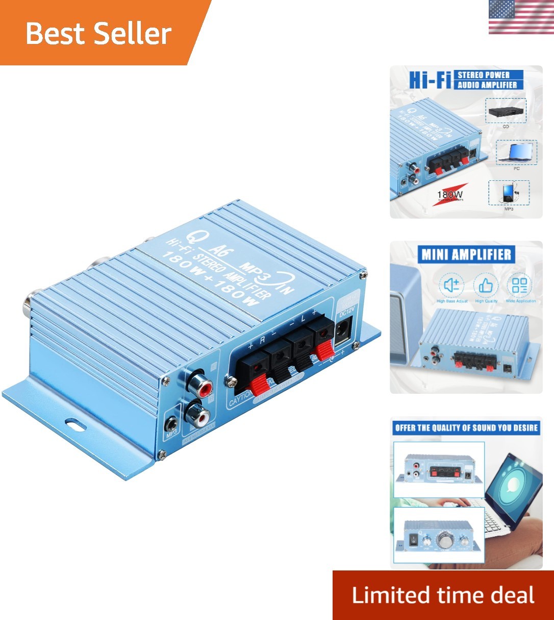 Dual Channel 40W Mini Amplifier - Hi-Fi Sound for Cars, Bikes & Digital Devices