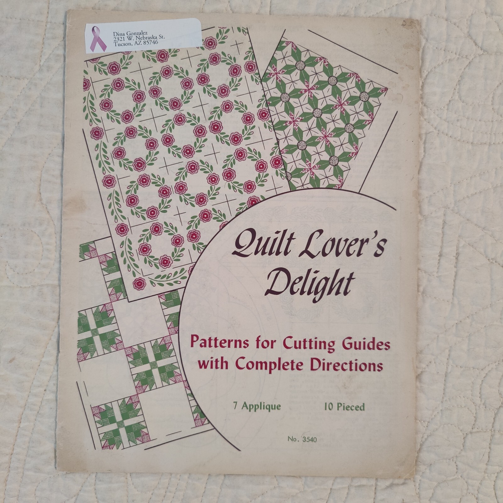 Rare 1950's Vintage Aunt Martha's Quilt Lovers Delight 17 Patterns No. 3540