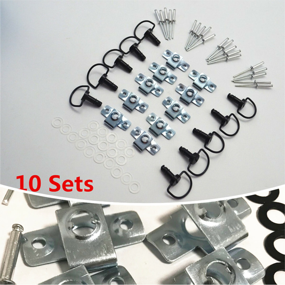 Fairing Quick Release Clip D-Ring Race Fasteners 1/4 Turn Dzus 17MM 10Pack Black