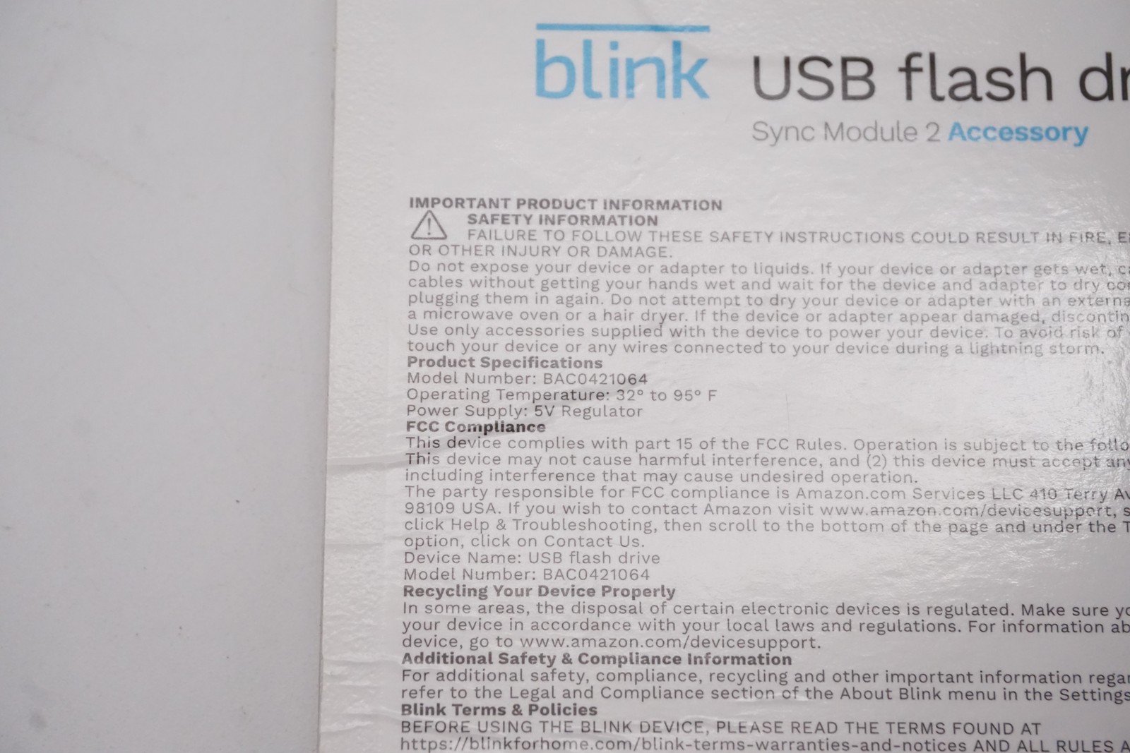 Blink 64GB USB Flash Drive For Local Video Storage For Sync Module 2