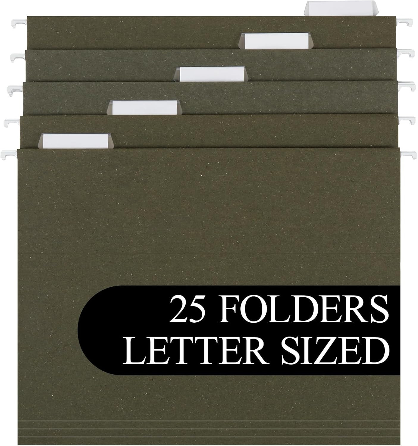 Island Brand Hanging File Folders, 25 Pack, Green, Letter Size (8.5" X 11"), 5 T
