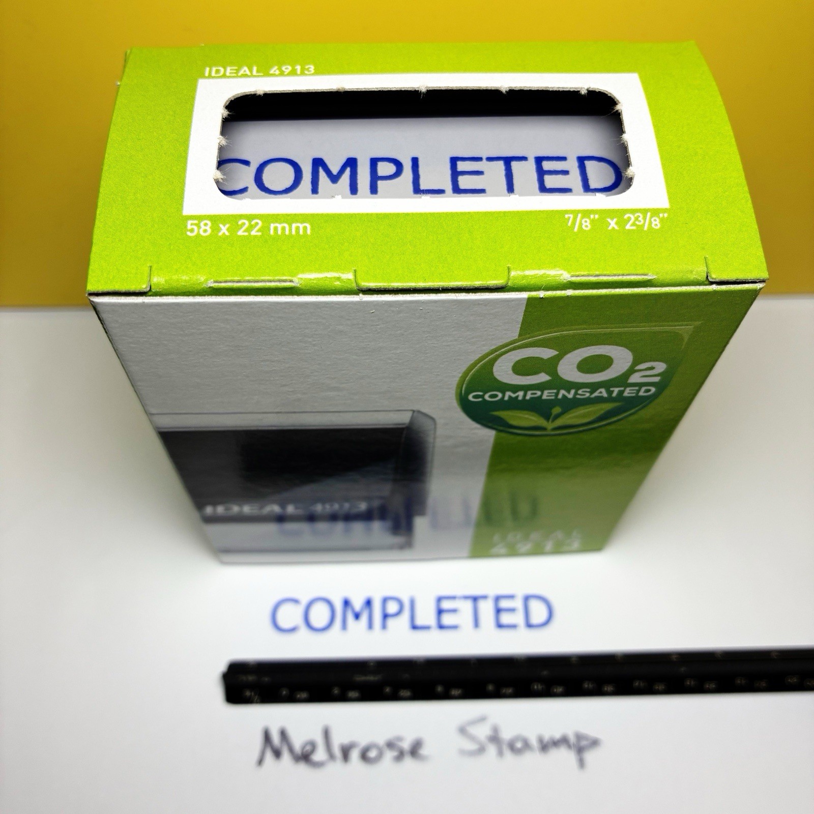 Completed Self Inking Rubber Stamp Blue Ink Ideal 4913