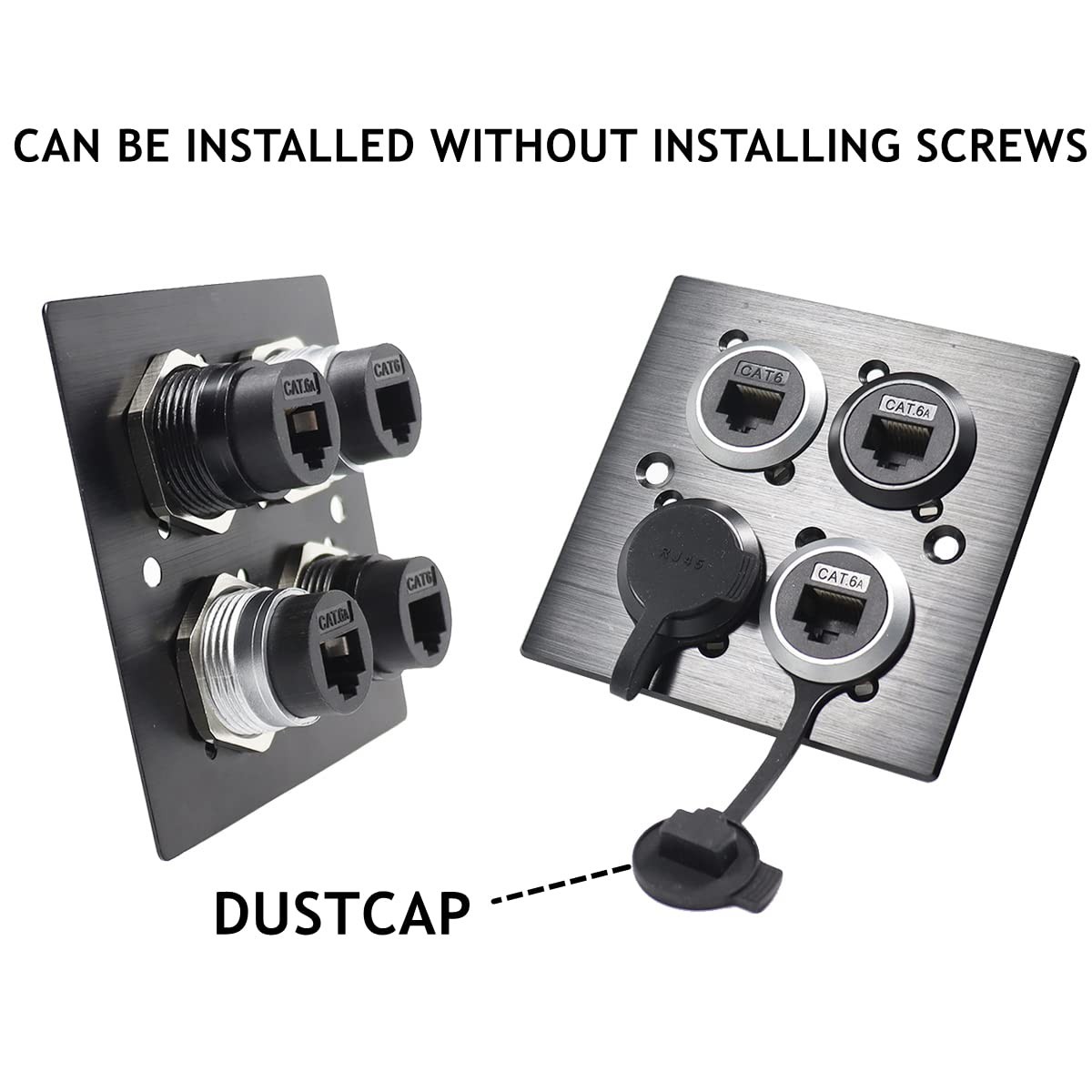 2Pack RJ45 Panel Mount Coupler, Ethernet LAN Pass through Connector, CAT6 Female