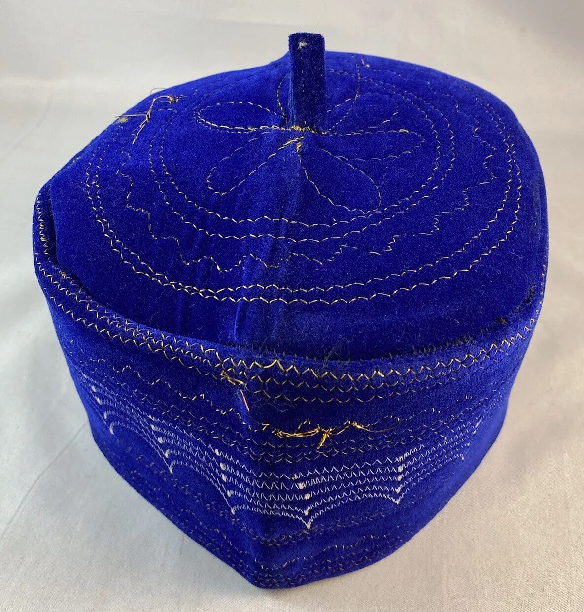 Authentic African Native Made Felt Embroidery Fila/ Kufi Hat ~ 22-1/4”