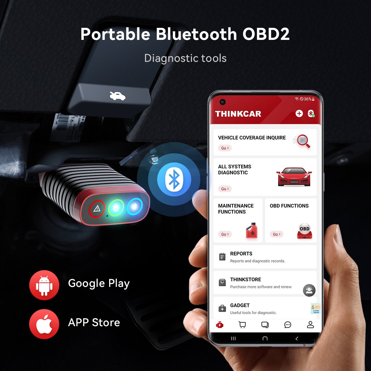 THINKCAR THINKDIAG BD6 OBD2 Scanner All System Diagnostic Tool for iOS & Android