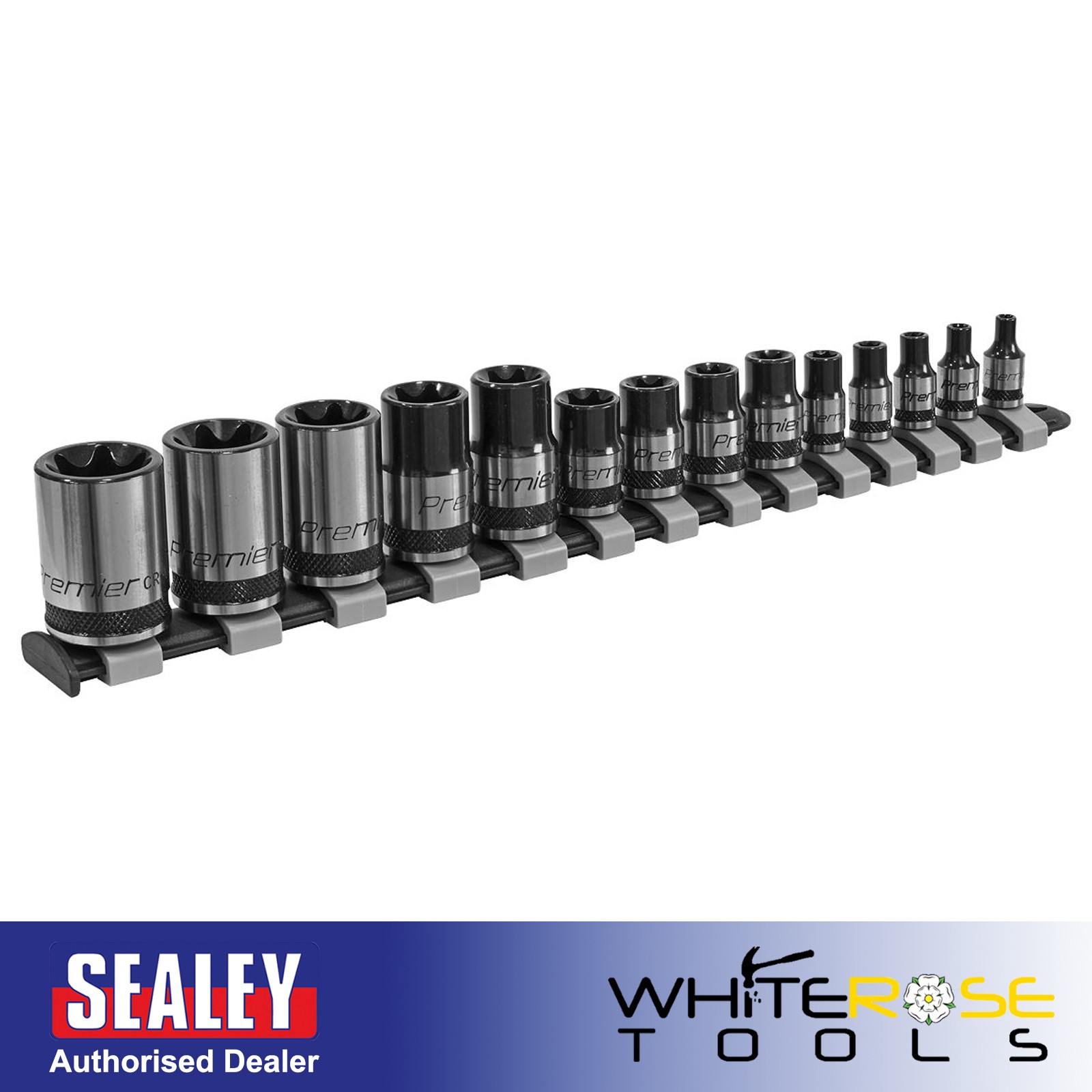 Sealey Torx Socket Set Trx-Star E4-E24 1/4" 3/8" 1/2" Drive Premier Black 14pc