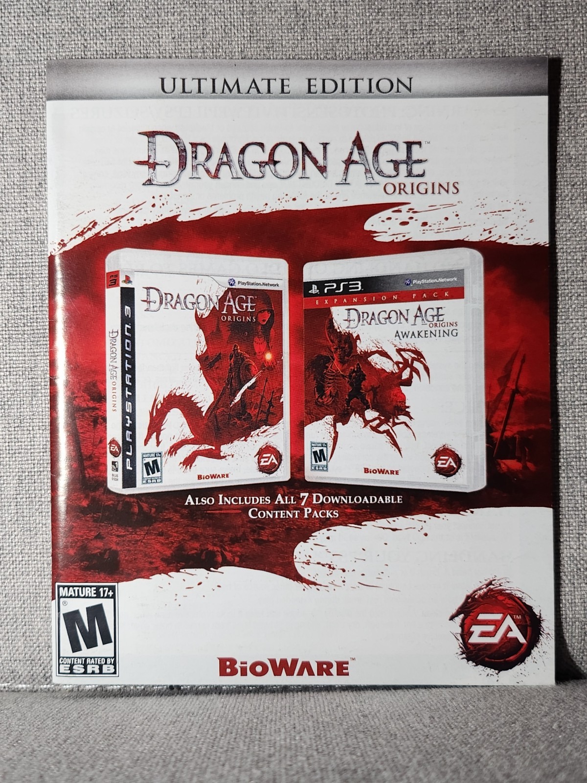 Dragon Age Origins Ultimate Edition Instruction Manual Only - PlayStation 3