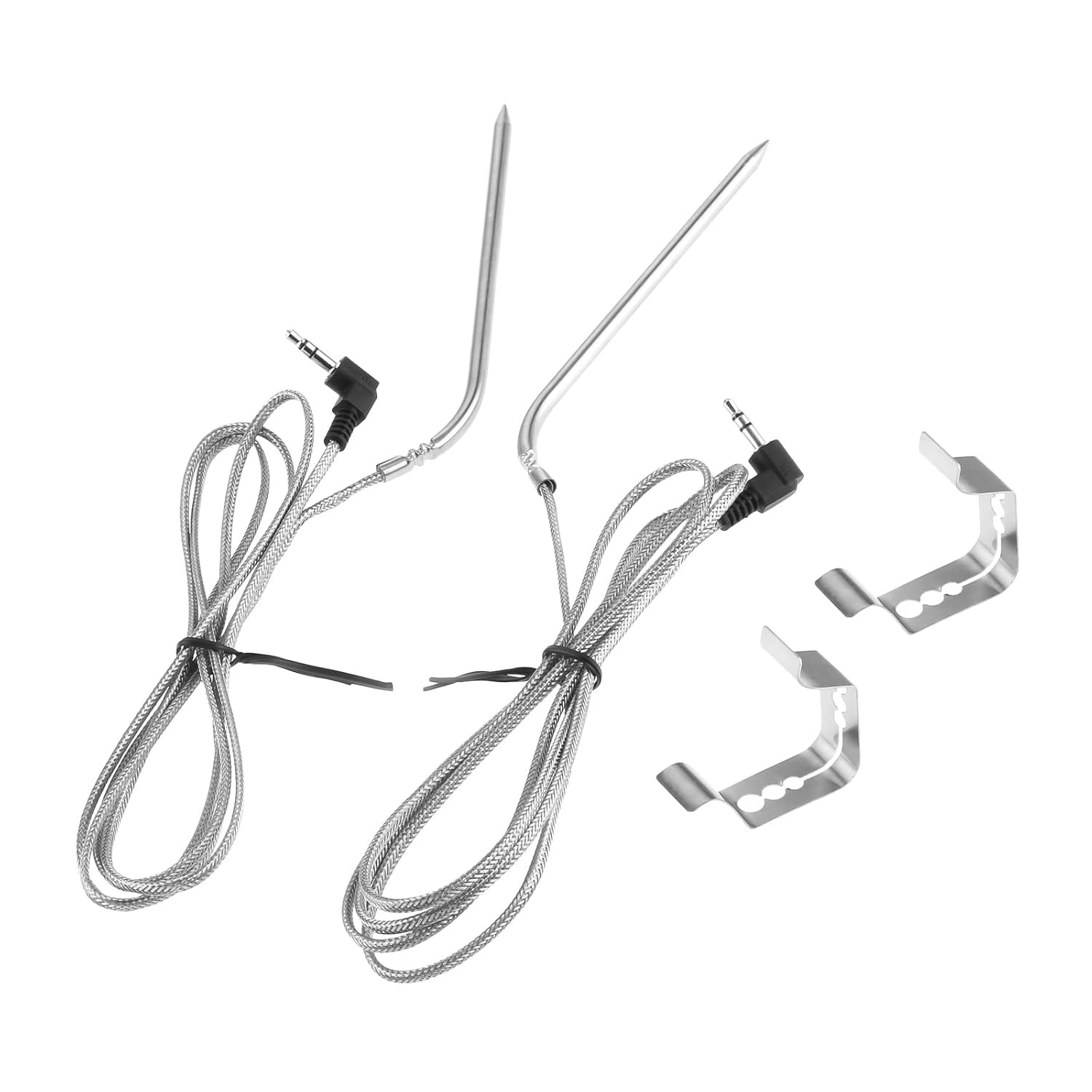 2 Pack High Temperature Meat Probe with 2 Pcs Grill Holder Clips | Replacement f