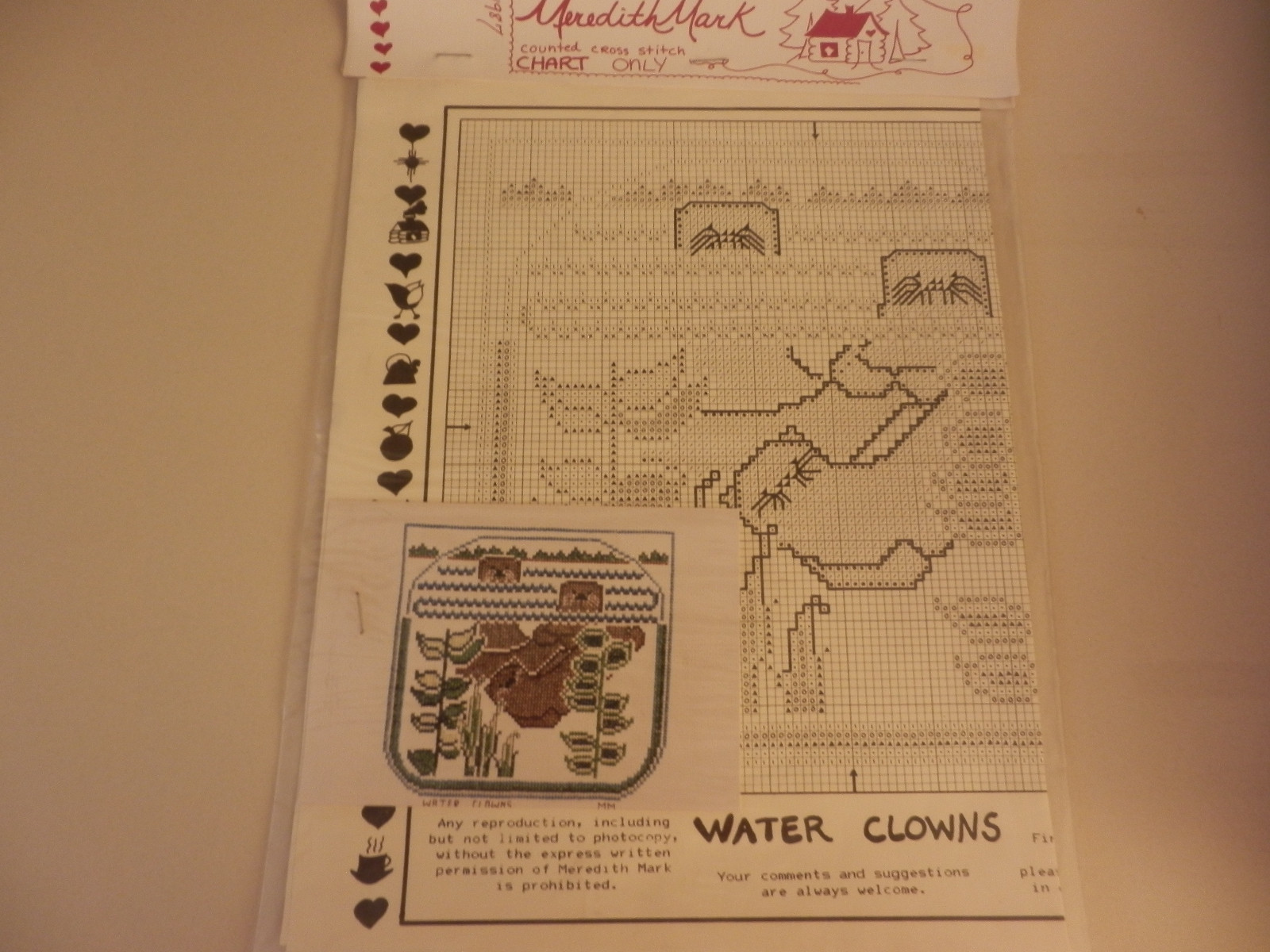 MEREDITH MARK Vtg WATER CLOWNS (Otters) Counted Cross Stitch PATTERN NEW
