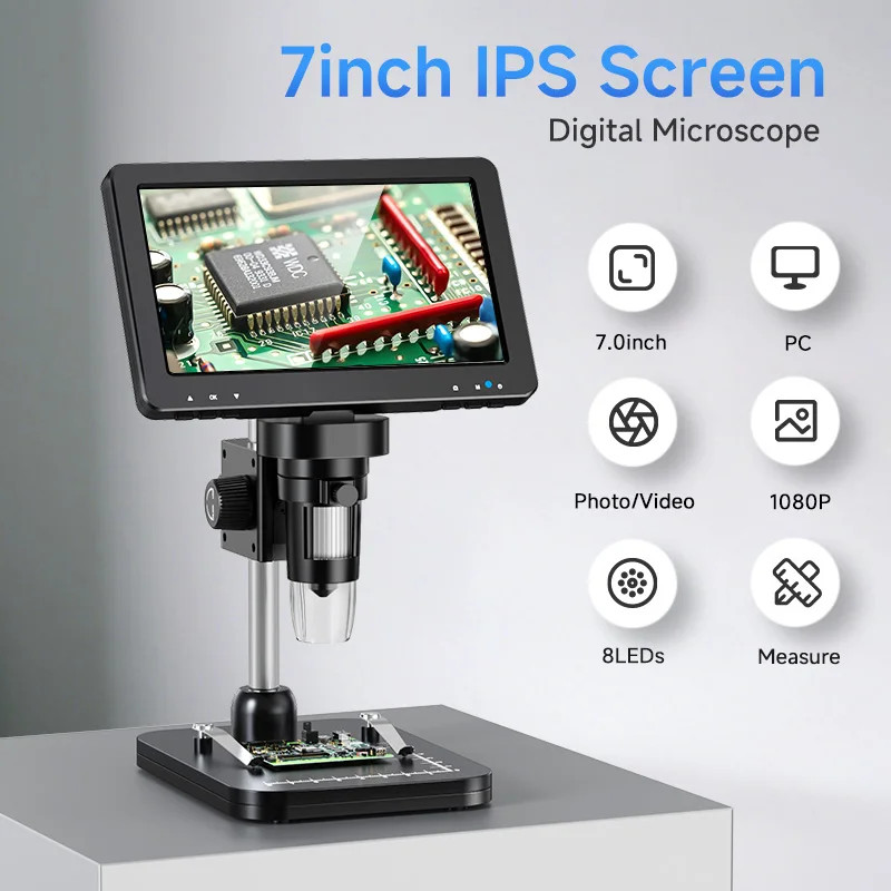 7" LCD Digital Microscope 1200X 1080P Video Coin Microscope with Screen DM9