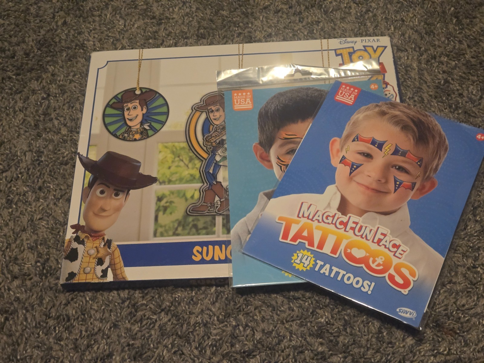 Disney Pixar Toy Story 4 Suncatcher Craft Kit & Face Tattoos Kids Activity Lot