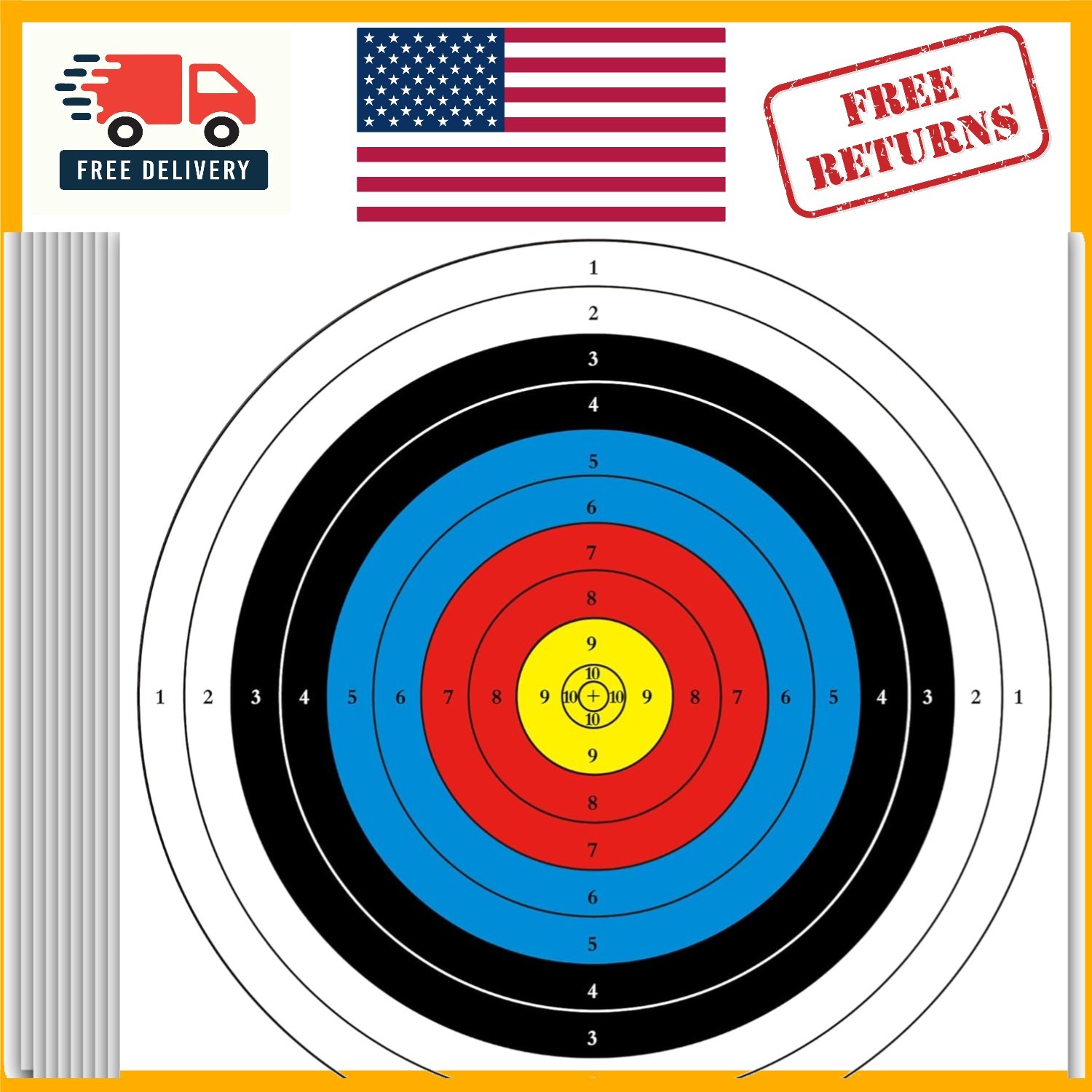 20 Pcs Archery Target Paper, 10 Rings, 16x16 in for Ultimate Precision Practice