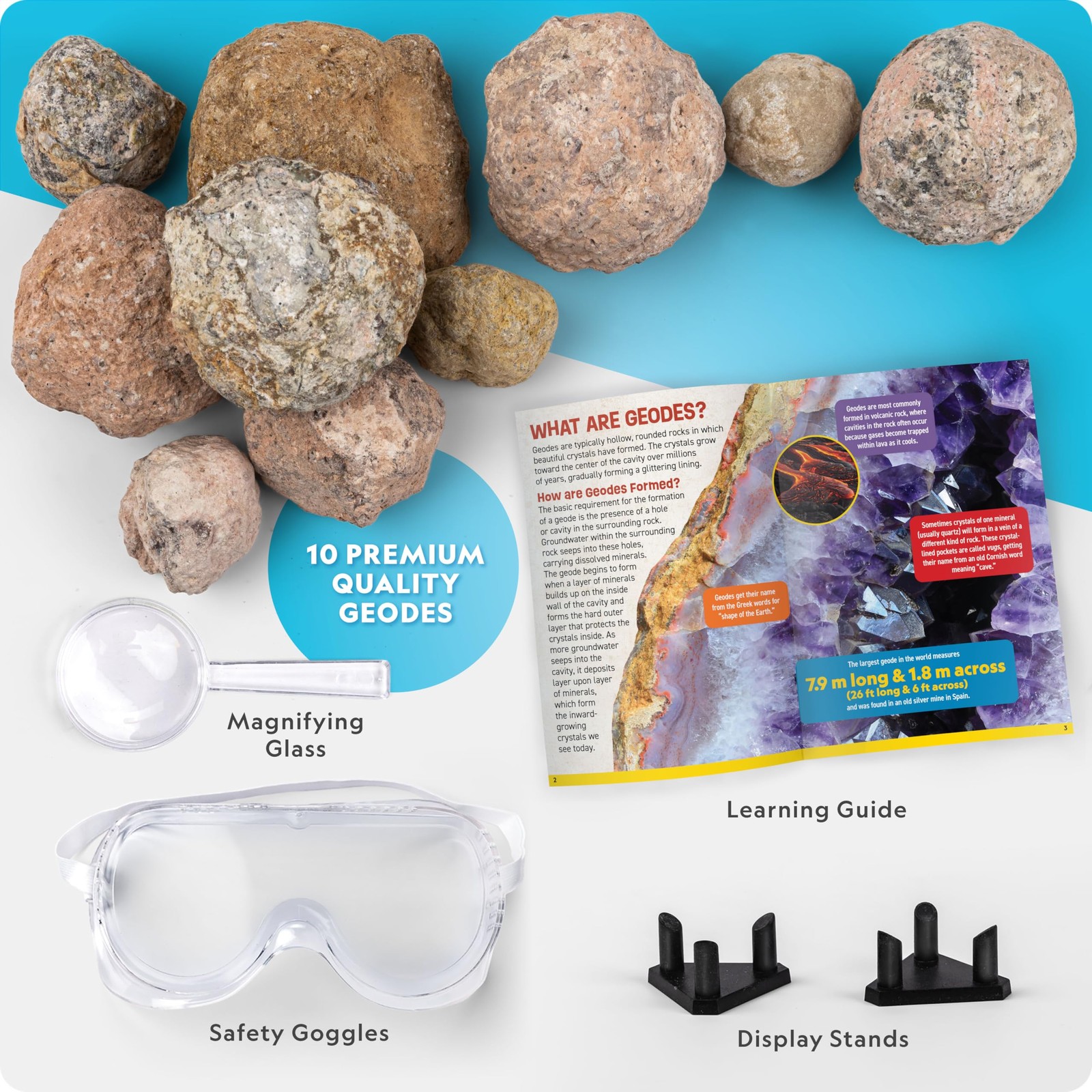 Blue Marble National Geographic Break Open 10 Premium Geodes Includes Goggles 2