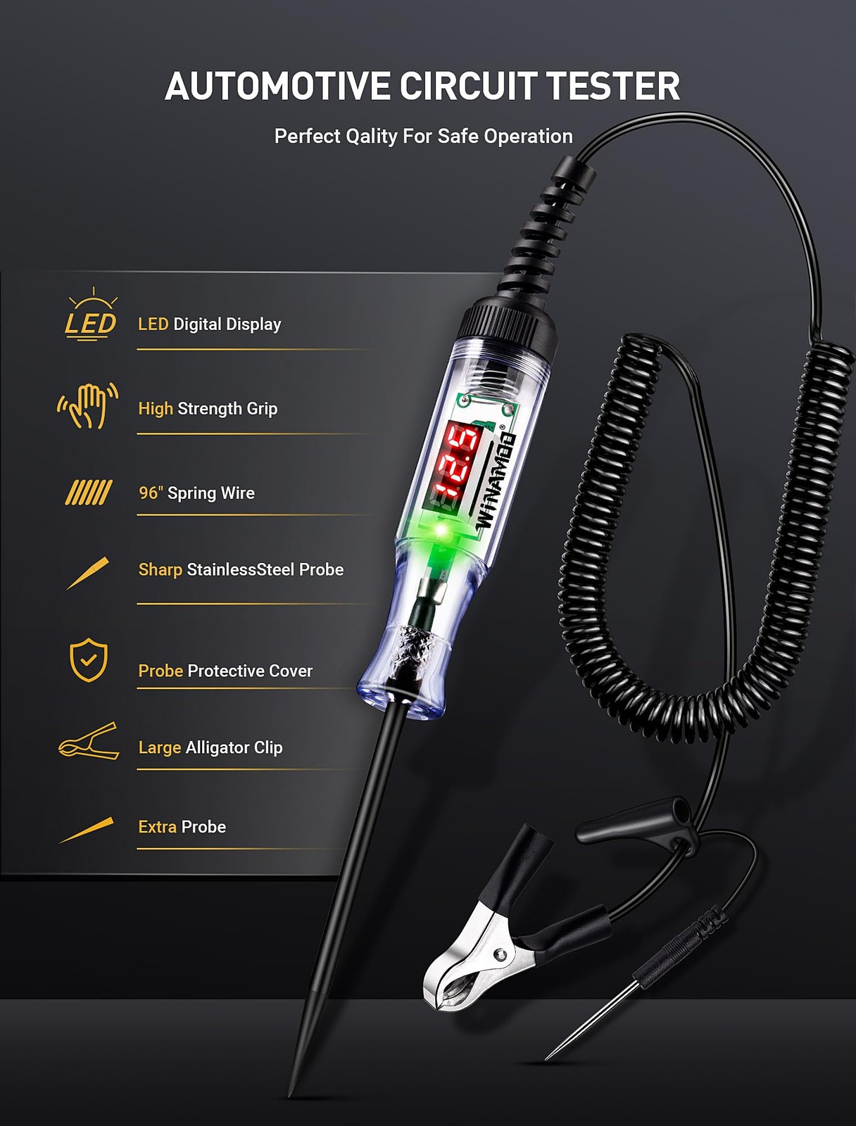 Automotive Test Light with 3-120V LED Digital Voltage Display, Auto Circuit T...