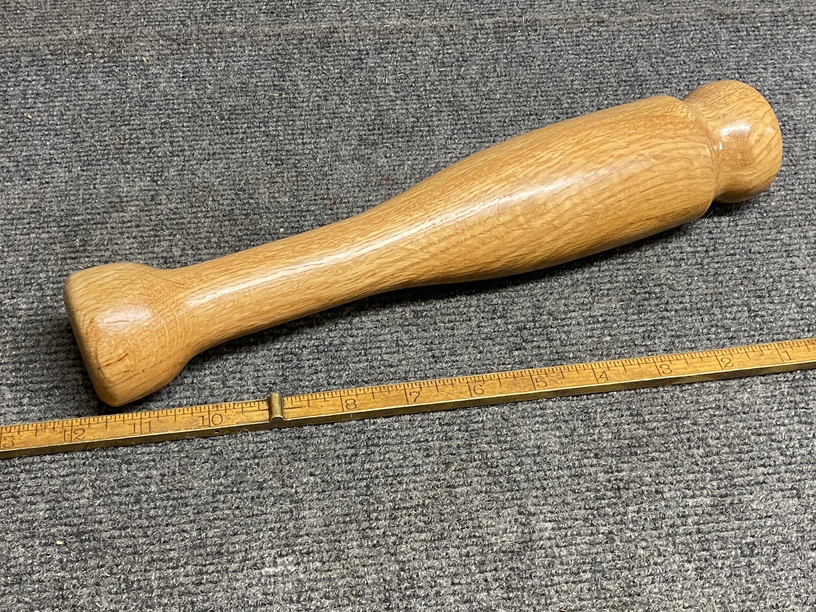 New Solid Oak Fish Bonker Tire Checker 12-1/4” Long 1 Lb Hand Turned