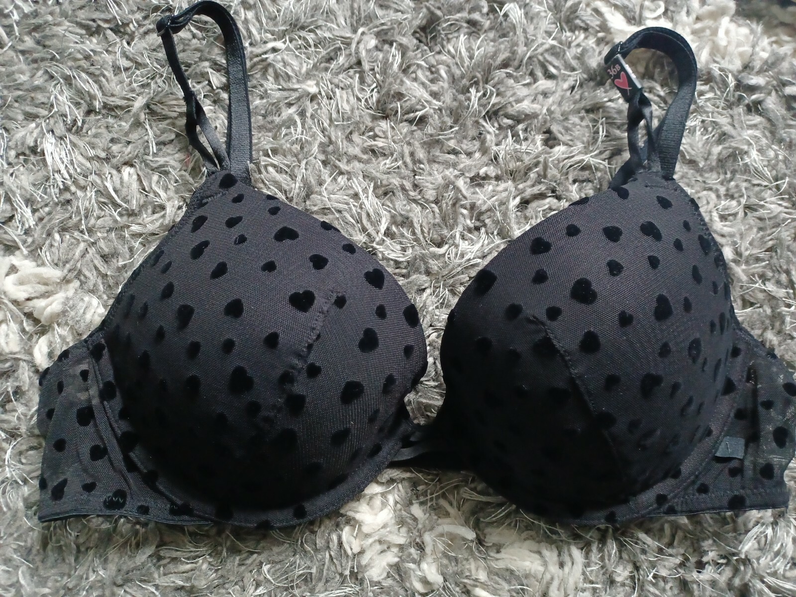 VS mesh push up bra NEW size 36b black hearts