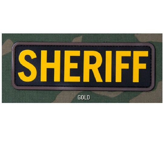 Morale Patch Milspec Monkey MSM SHERIFF GOLD YELLOW Pattern- 6 " x 2 " PVC - NEW