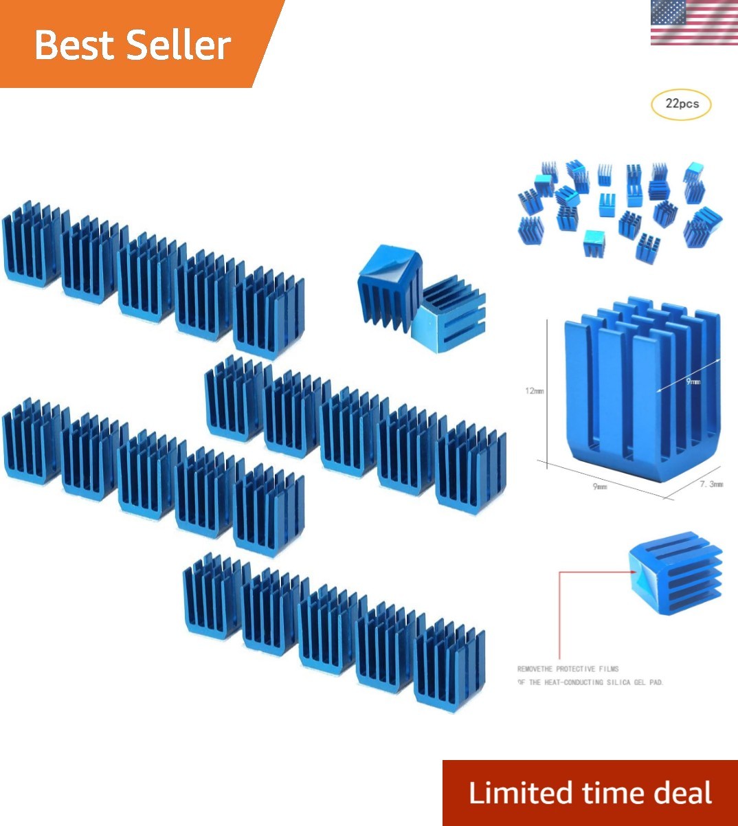 Aluminum 3D Printer Heatsink Cooling Kit for A4988, Easy Installation & Durable