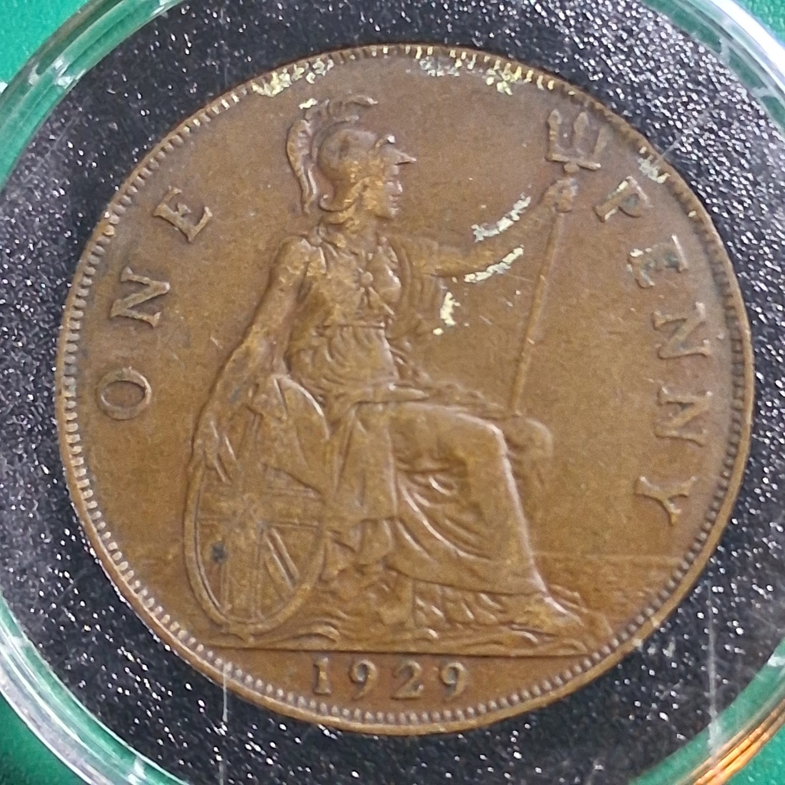 1929 UK 1 Penny King George V / Britannia Bronze Coin