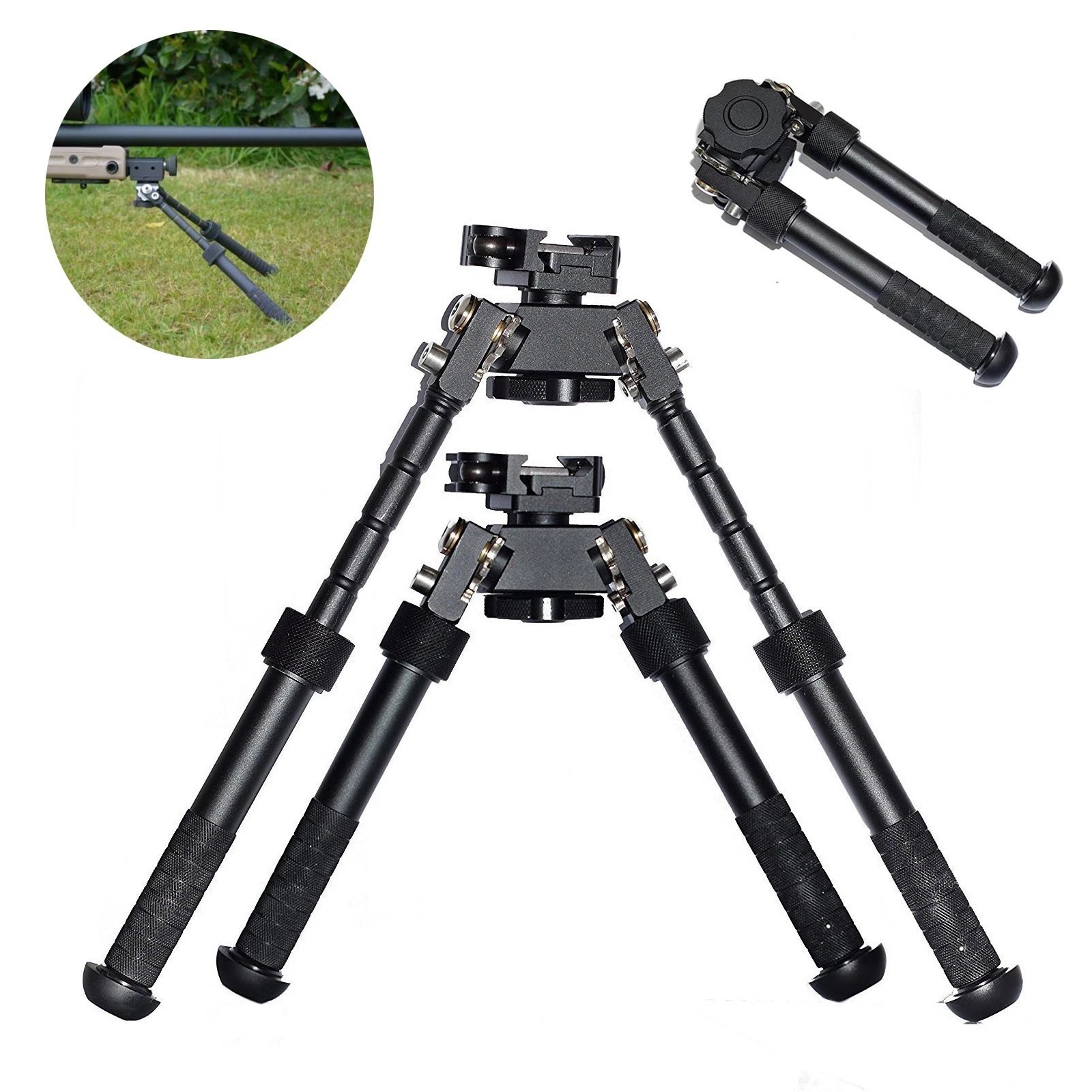 6-9 Inch Adjustable Rifle Bipod 360° Picatinny Rail Mount Sling Swivel Hunting
