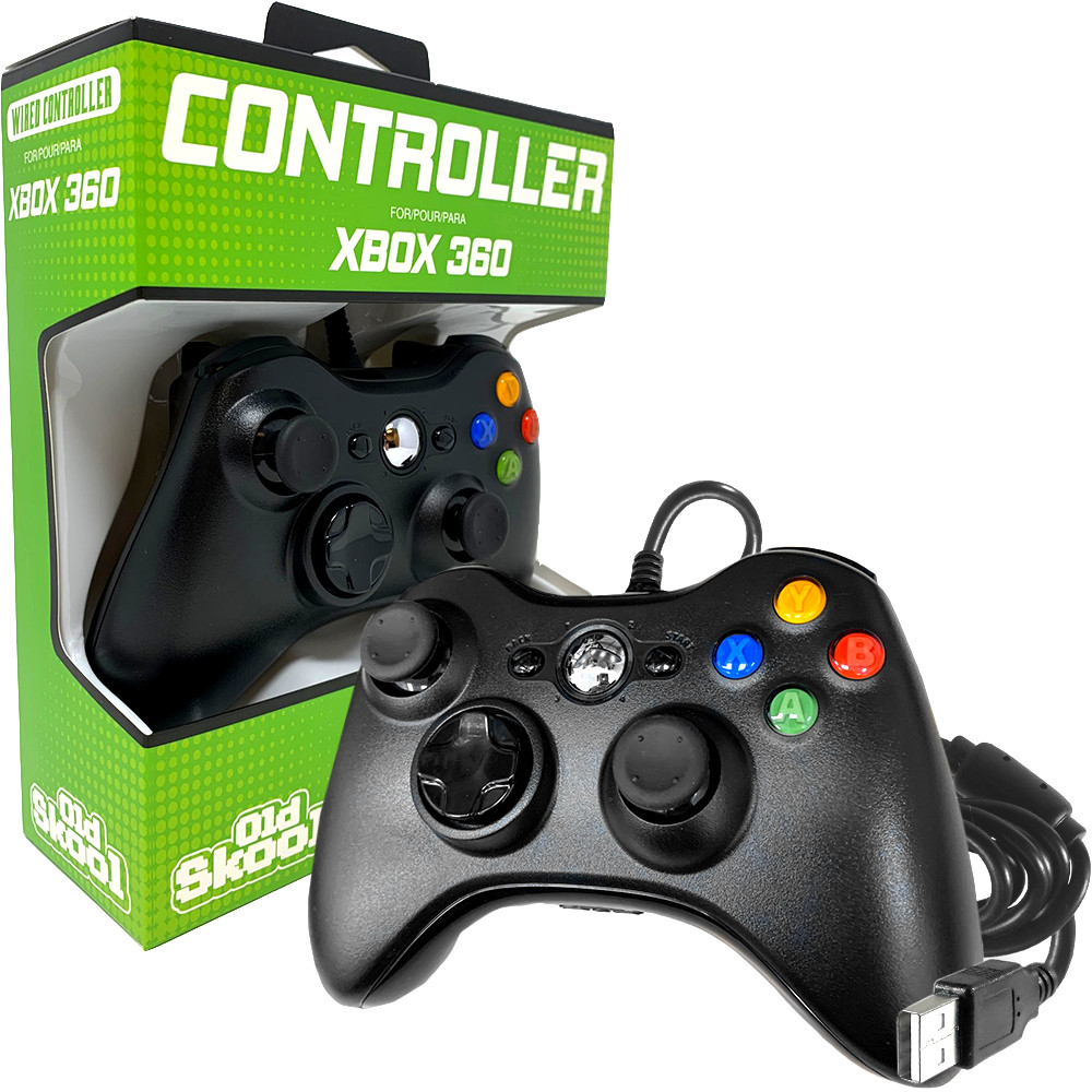Old Skool Wired XBOX 360 & PC Dual Analog Rumble Controller - Black