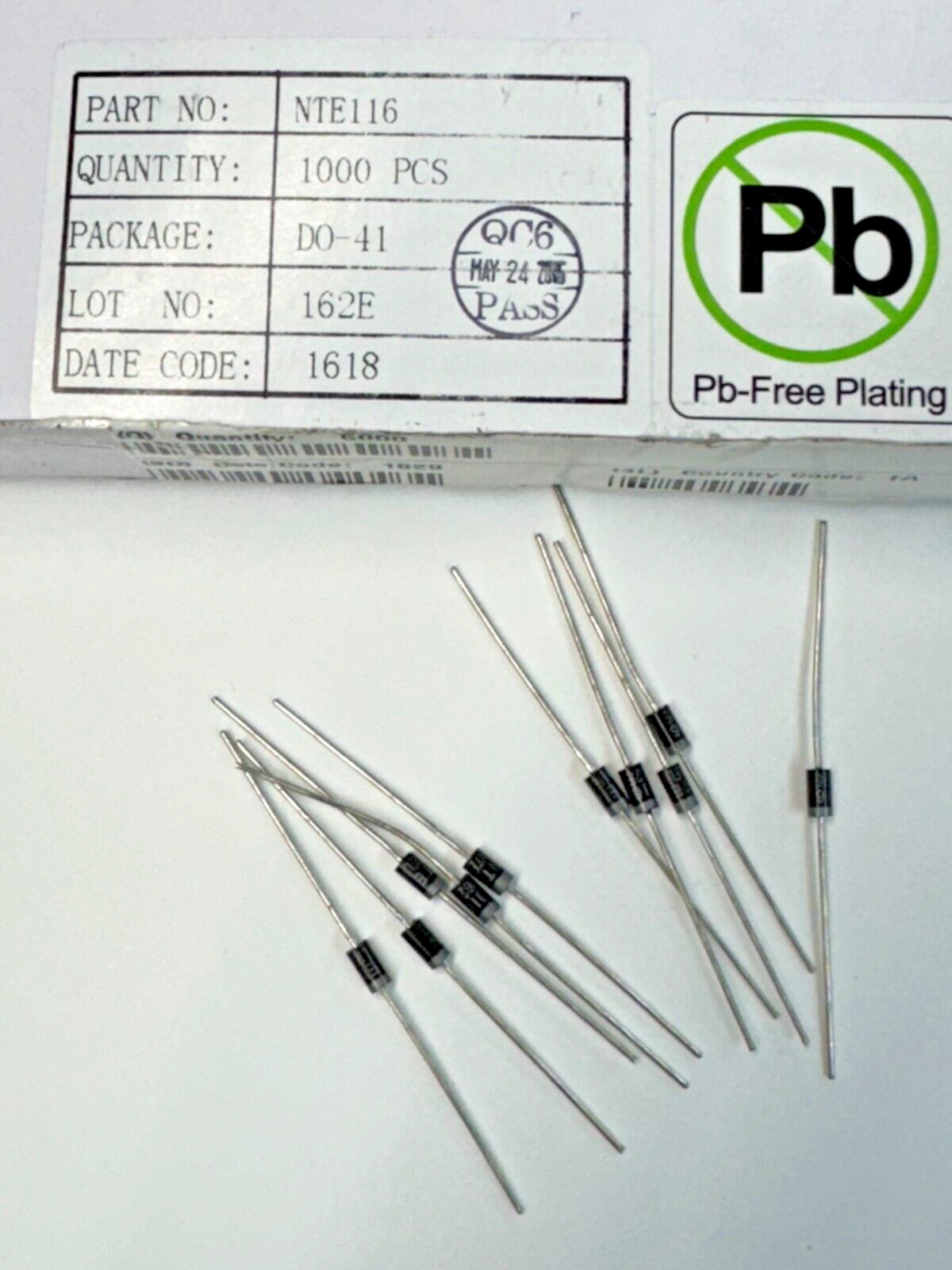 10 ea NTE116 GENERAL PURPOSE RECTIFIER 600V 1A Bulk