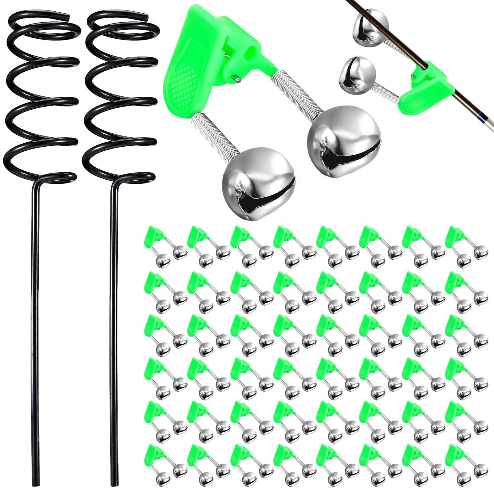 50 Pcs Fishing Bells Alarm Plastic Fishing Rod Clips with Dual Alert Bells an...
