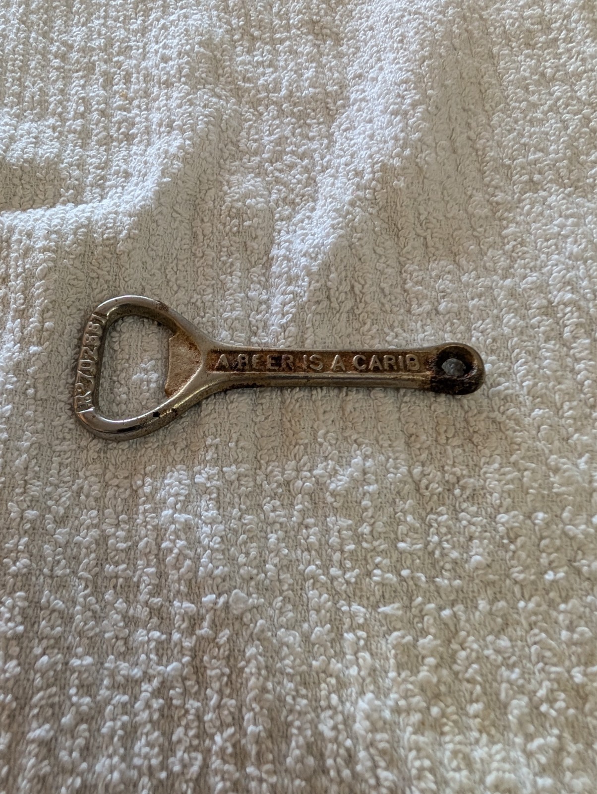 Rare Vintage 1924 RD 702661 A Beer Is Carib Lager Bottle Opener Cap Top Popper