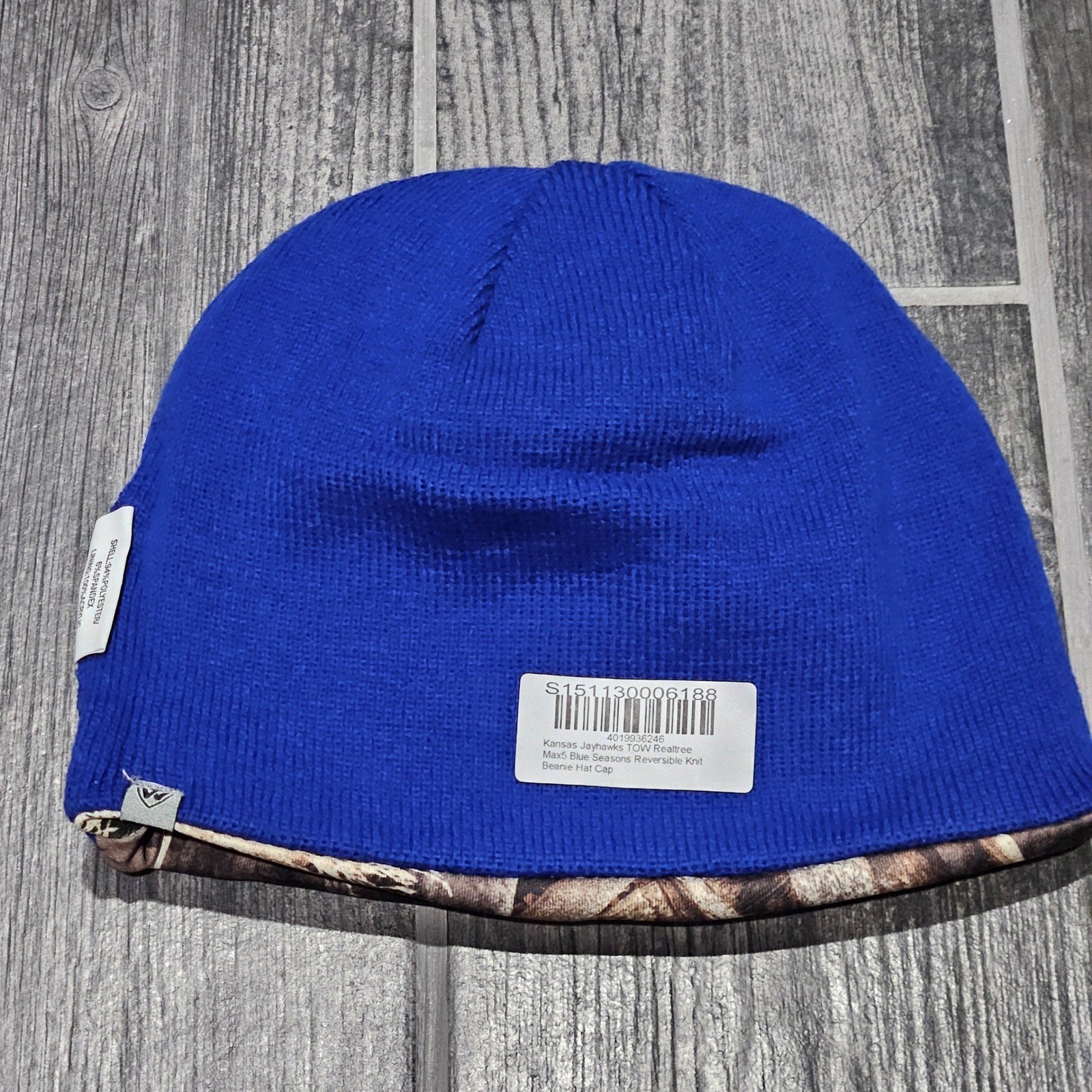 Kansas Jayhawks Reversible Beanie Hat Realtree Max5 Blue Seasons Knit KU